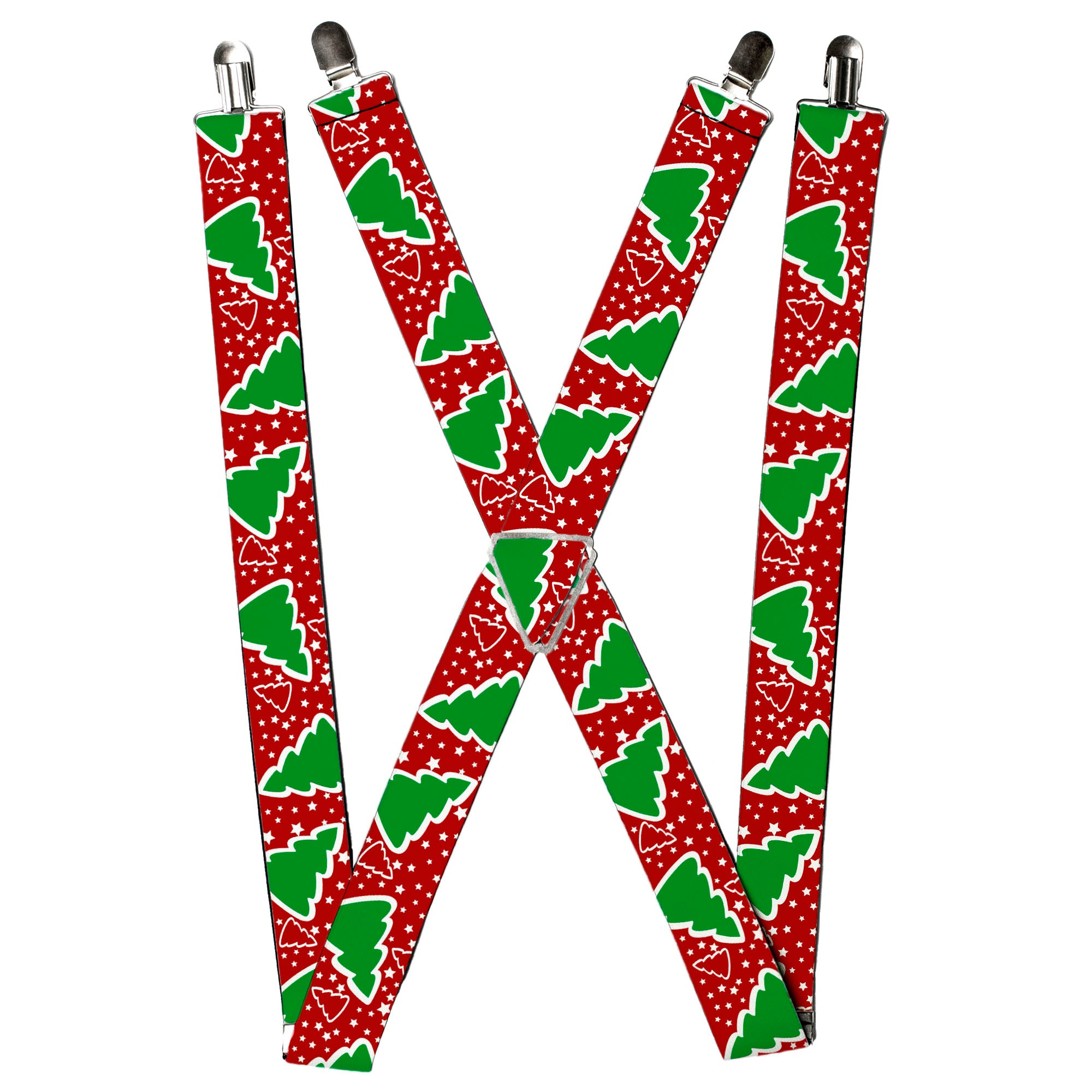 Suspenders - Christmas Trees/Stars Red/White/Green Suspenders Buckle-Down
