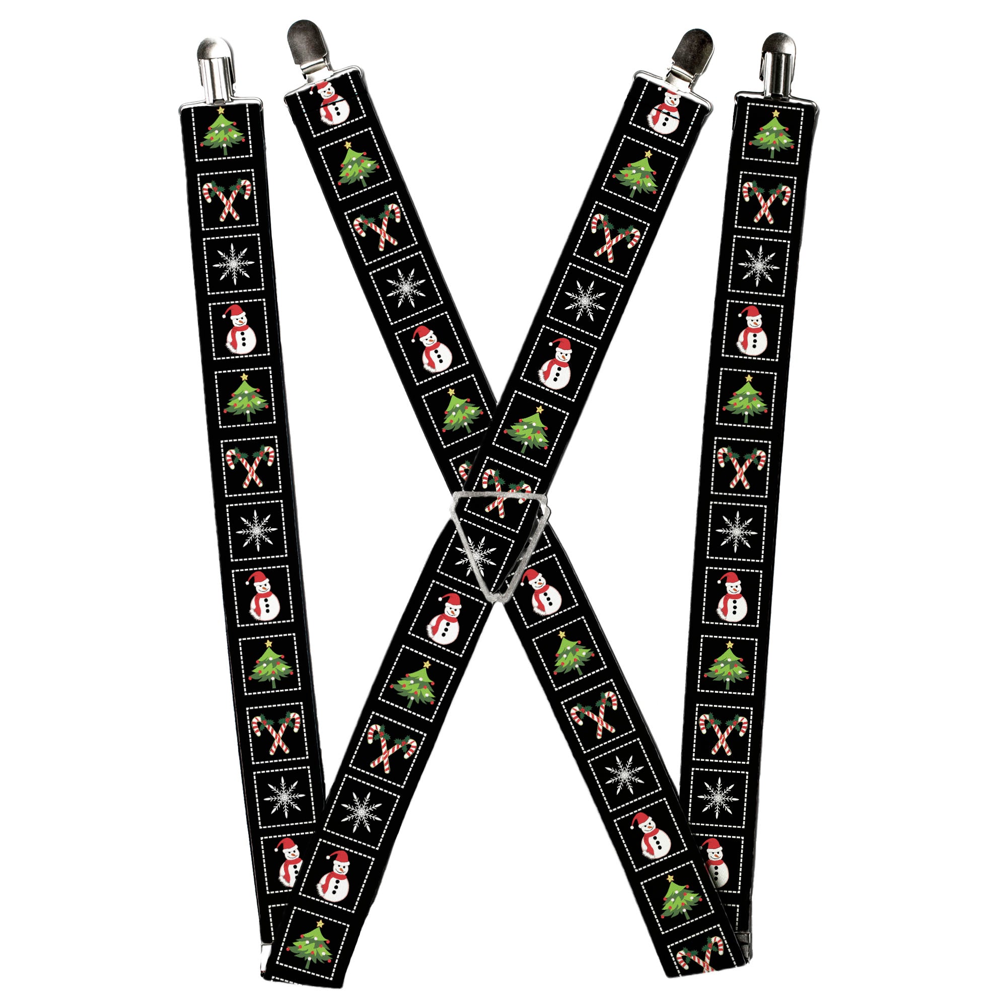 Suspenders - Christmas Blocks Black/White/Multi Color Suspenders Buckle-Down
