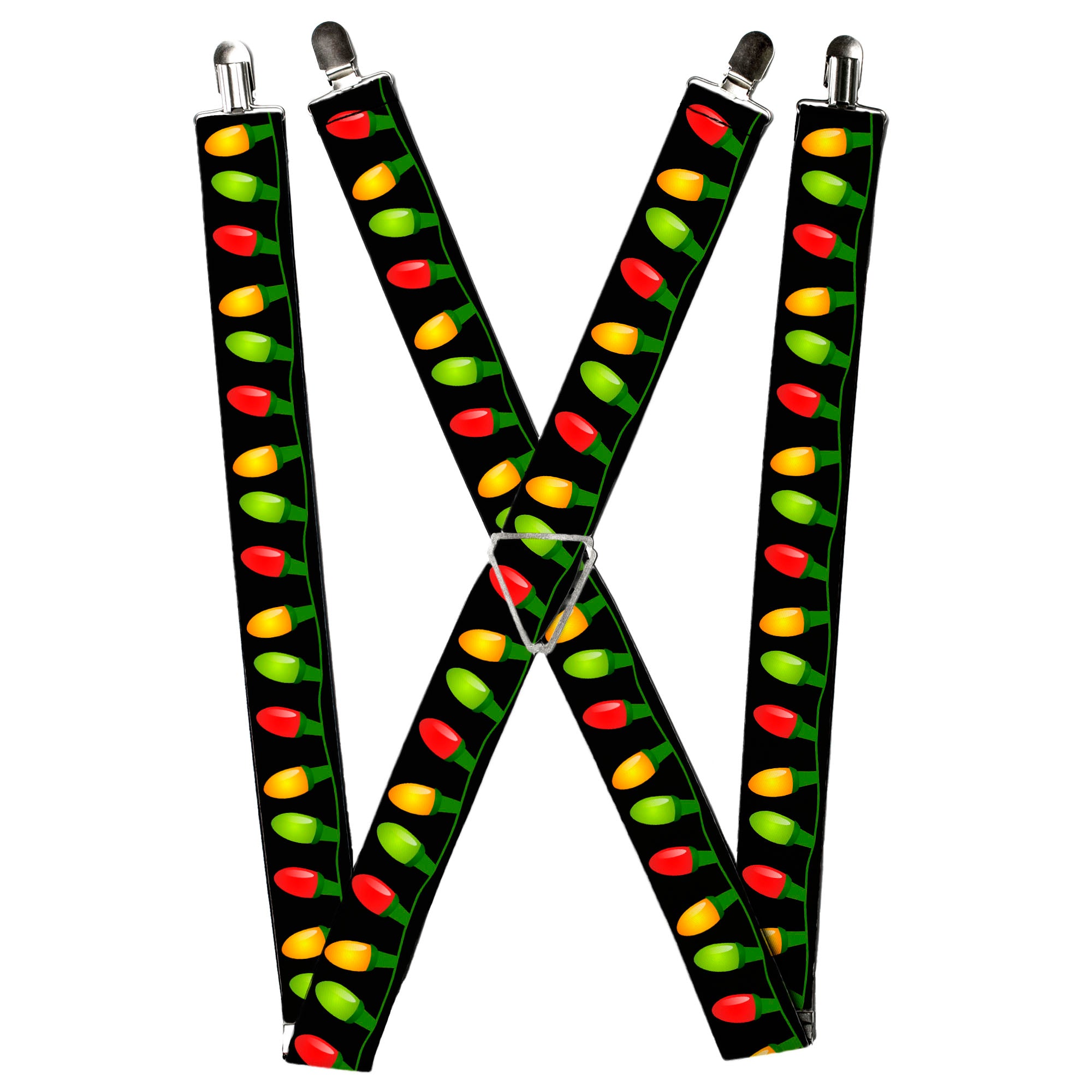 Suspenders - Christmas Lights Black/Multi Color Suspenders Buckle-Down