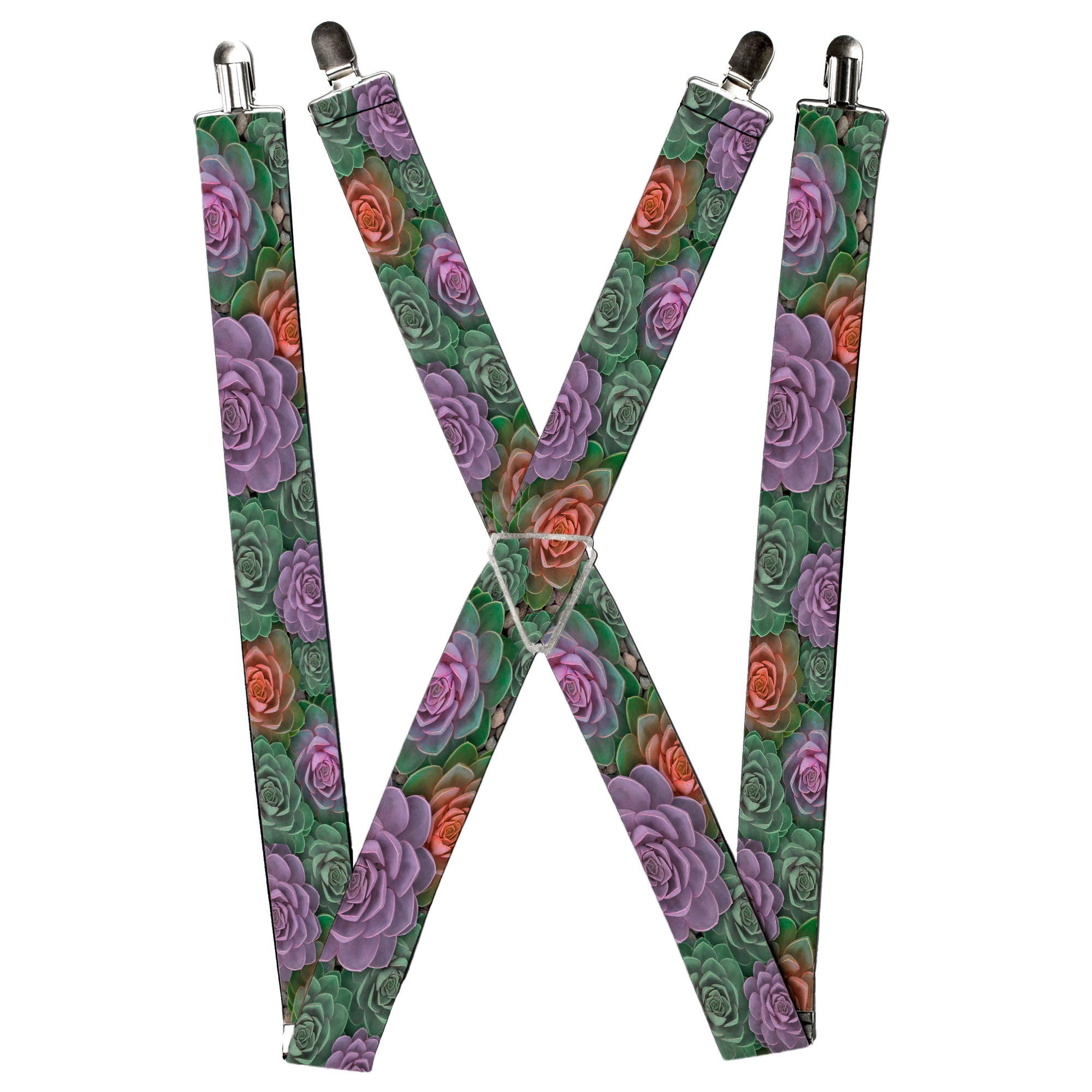 Suspenders - Succulents Stacked Green/Pink/Orange Suspenders Buckle-Down