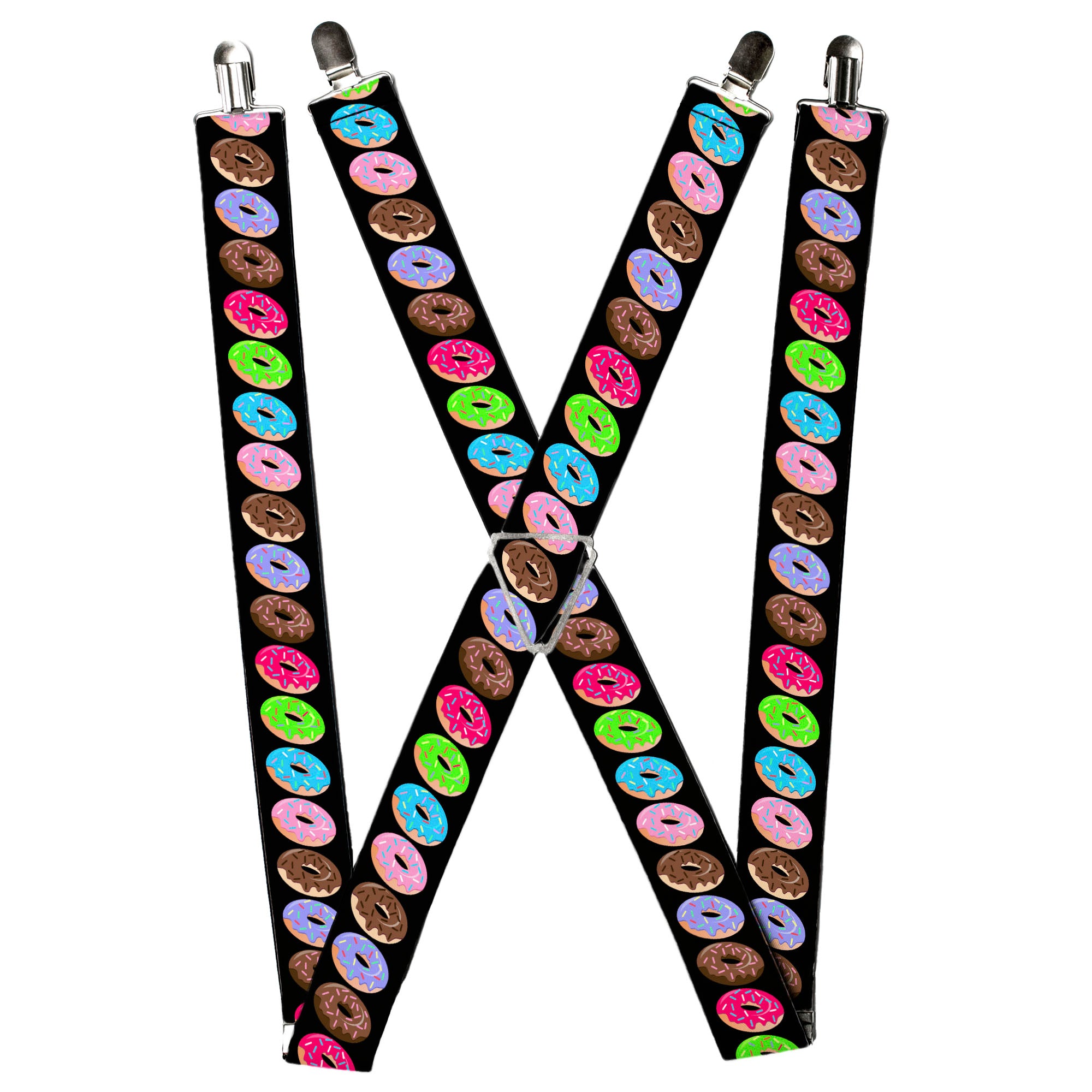 Suspenders - Sprinkle Donuts Black/Multi Color Suspenders Buckle-Down