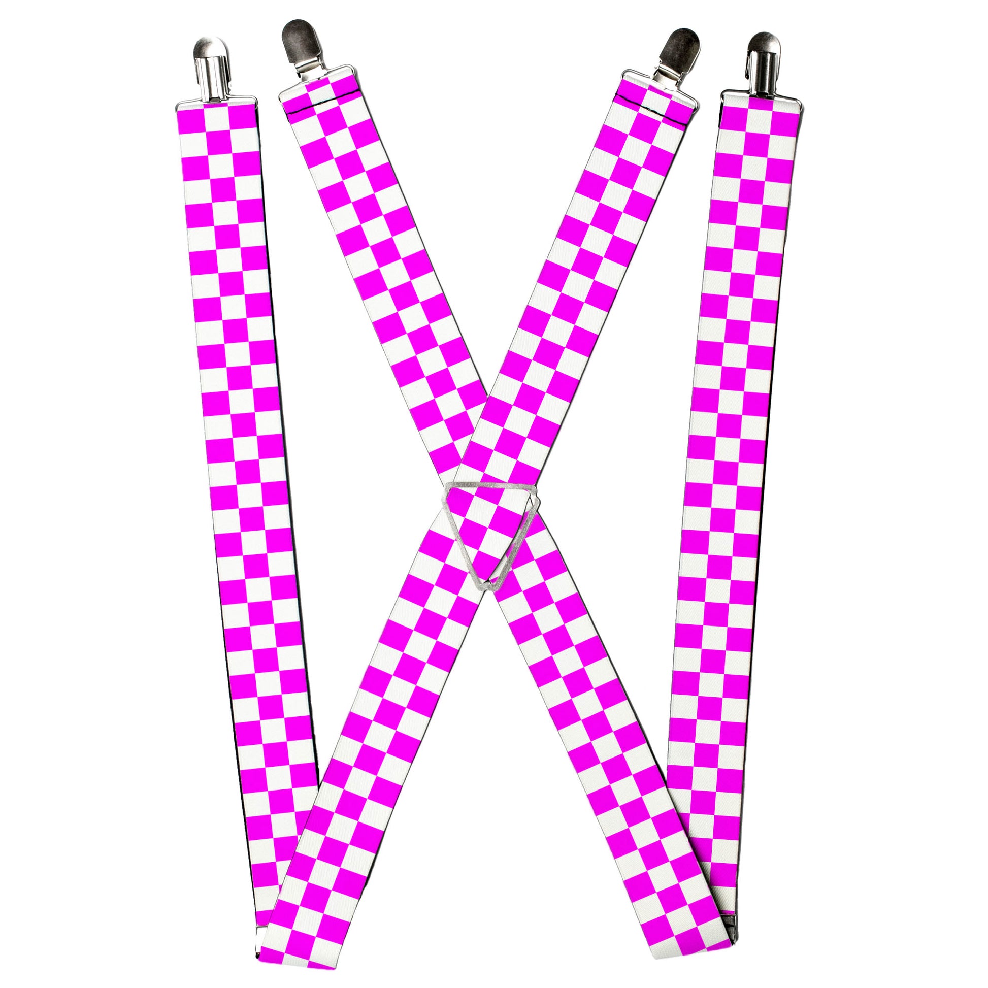 Suspenders - Checker Fuchsia Pink/White Suspenders Buckle-Down