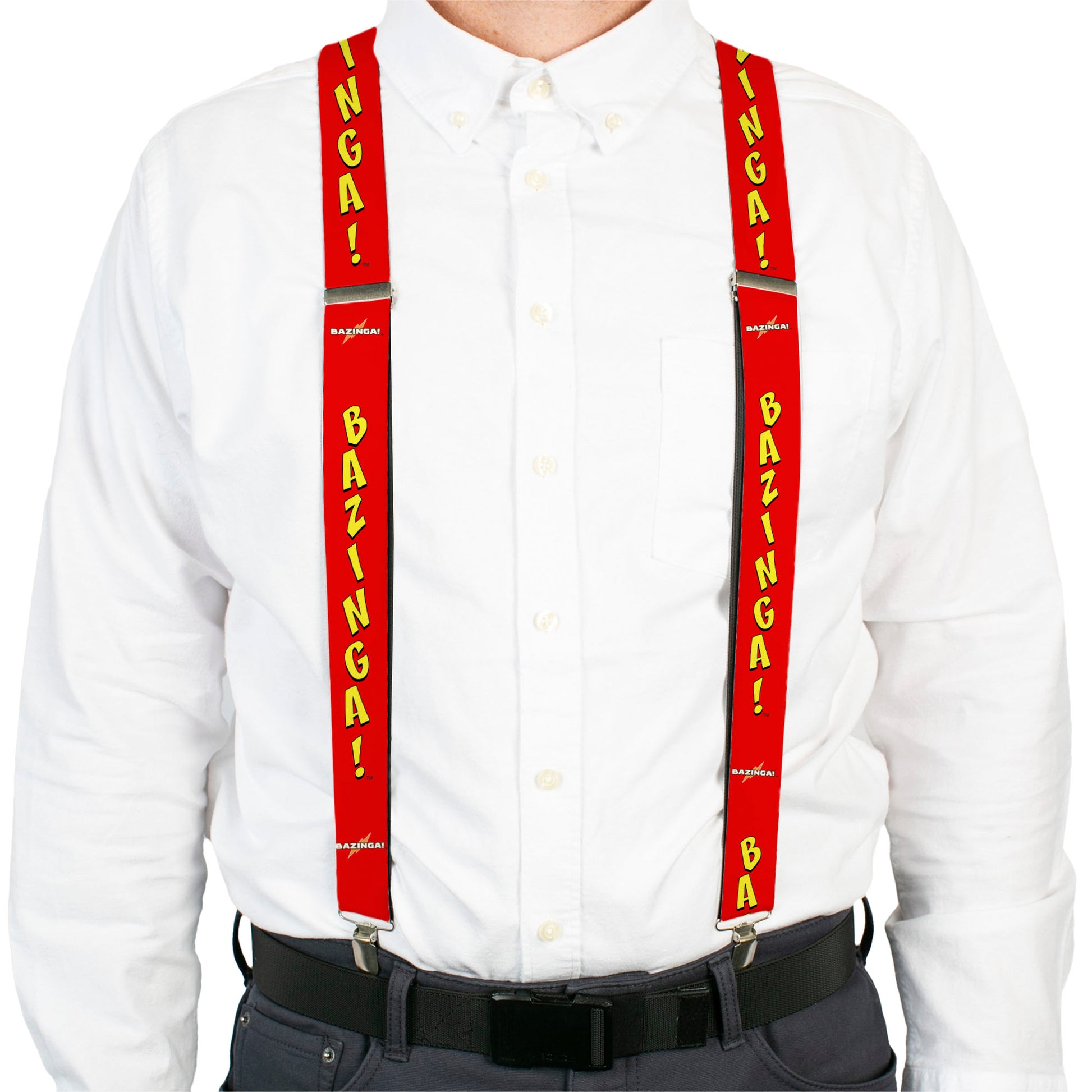 Suspenders - BAZINGA! Red/Gold Suspenders The Big Bang Theory