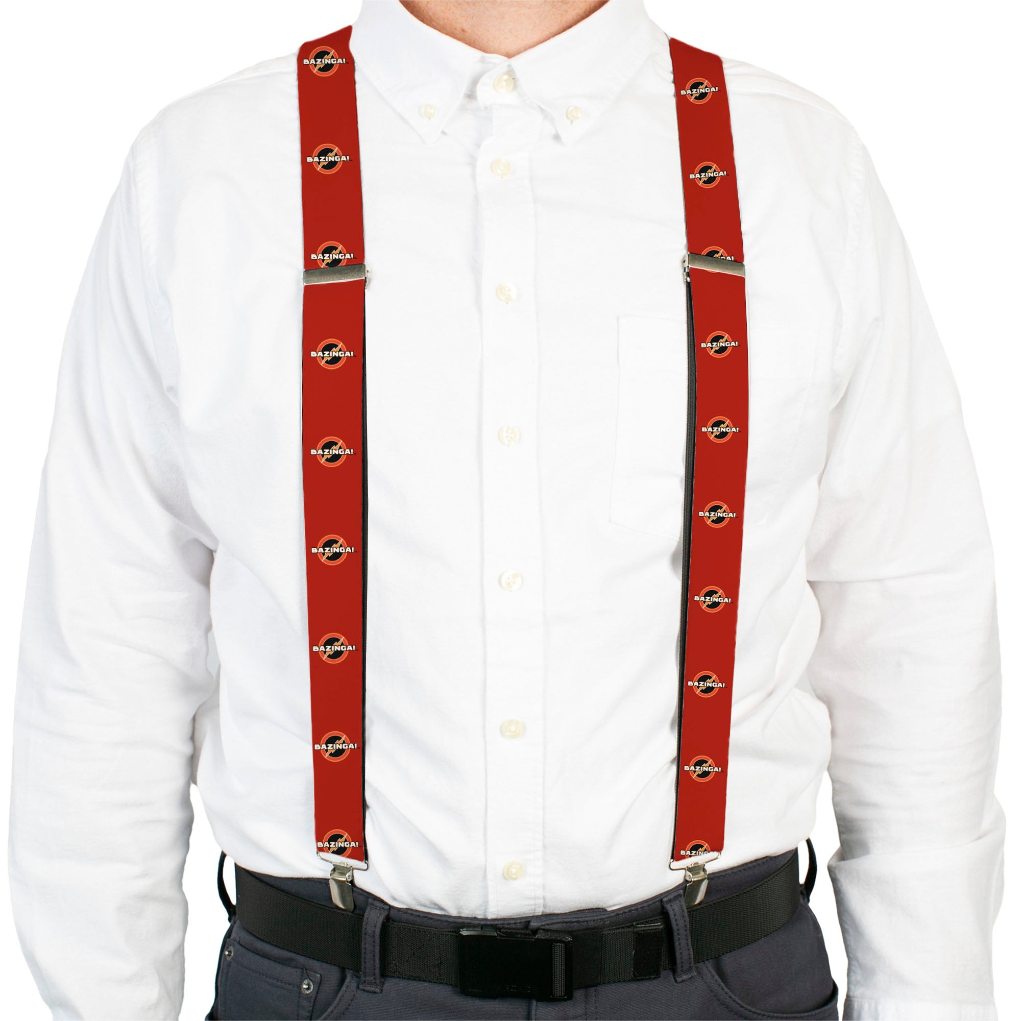 Suspenders - BAZINGA! Logo Burgundy Suspenders The Big Bang Theory