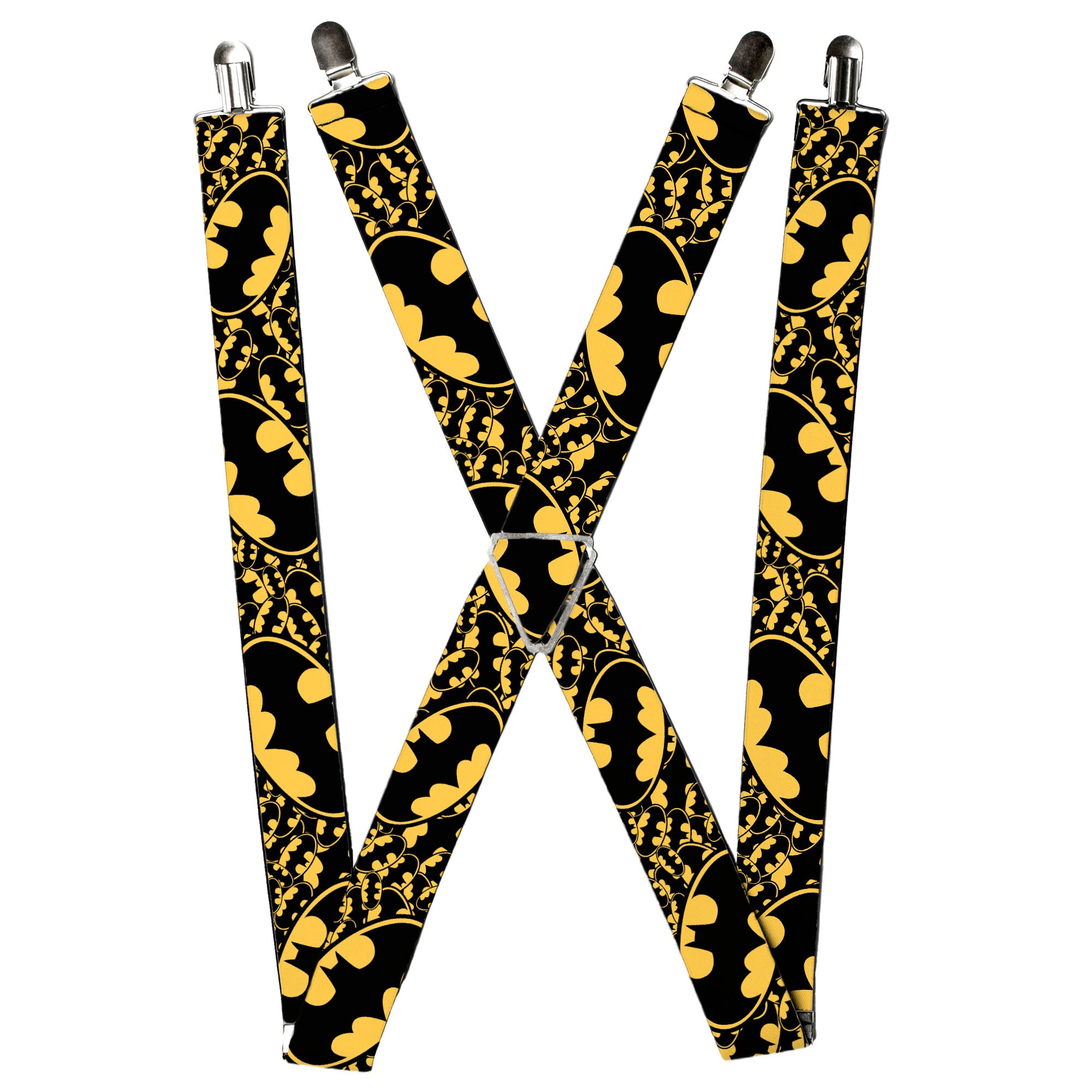 Suspenders - Bat Signals Stacked w/CLOSE-UP Yellow/Black Suspenders DC Comics