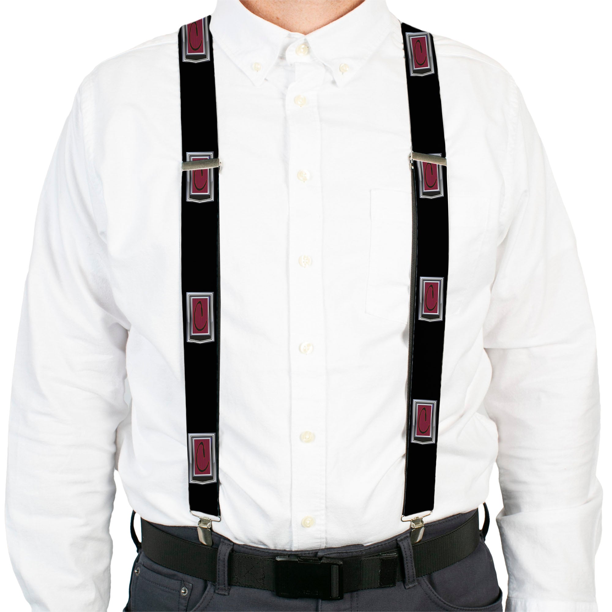 Suspenders - 1972 CAMARO "C" Hood Emblem Black/Silver/Reds