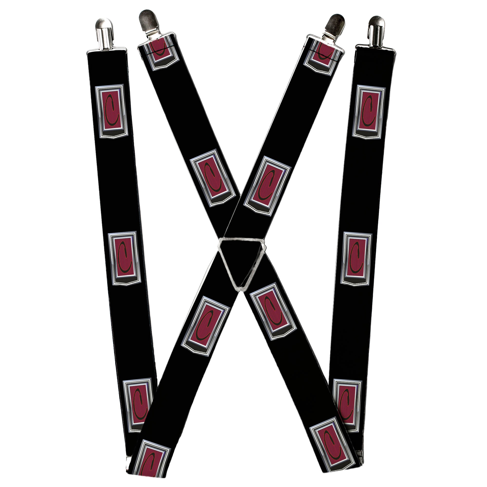 Suspenders - 1972 CAMARO "C" Hood Emblem Black/Silver/Reds
