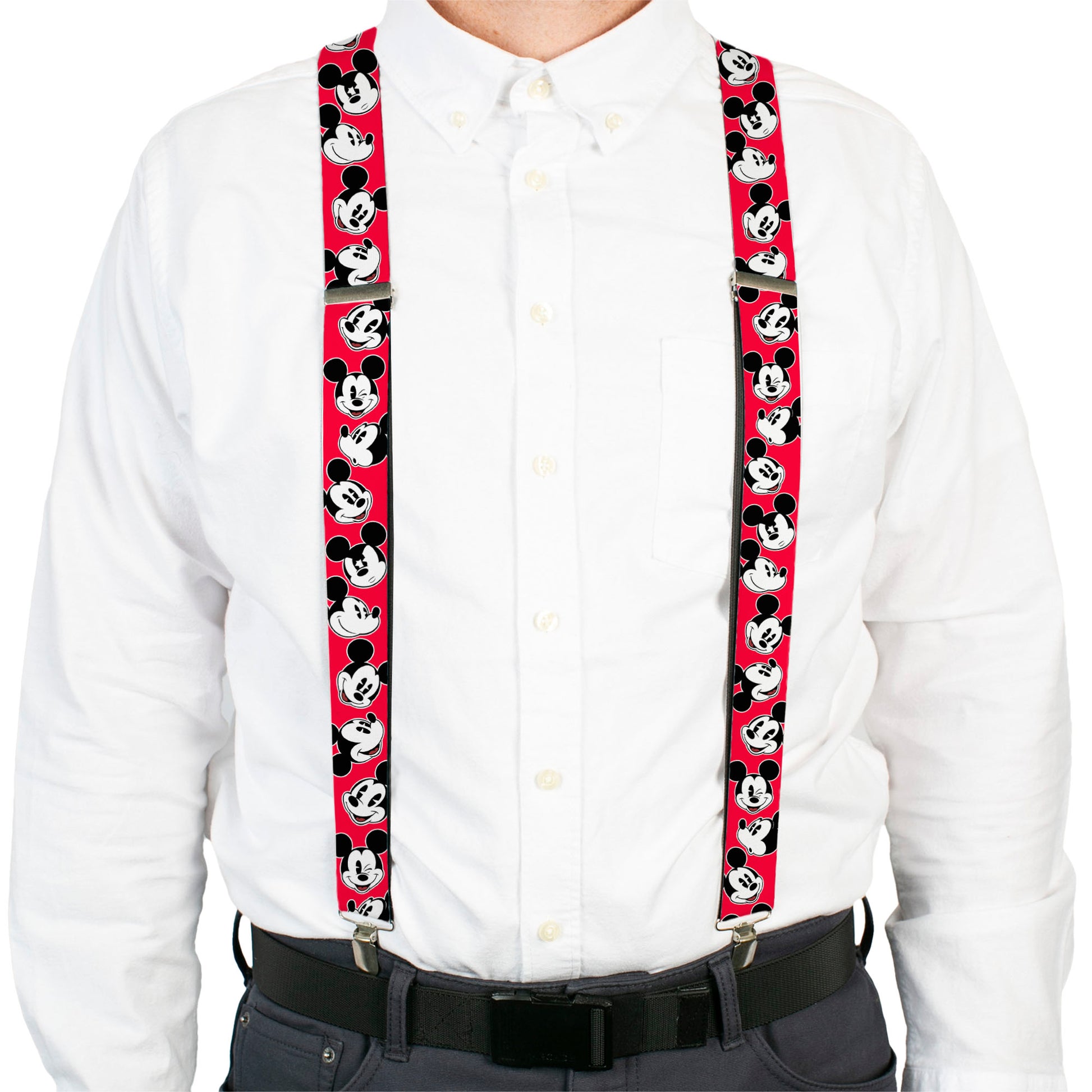 Suspenders - 1.5" - Mickey Mouse Expressions Red/Black/White Suspenders Disney