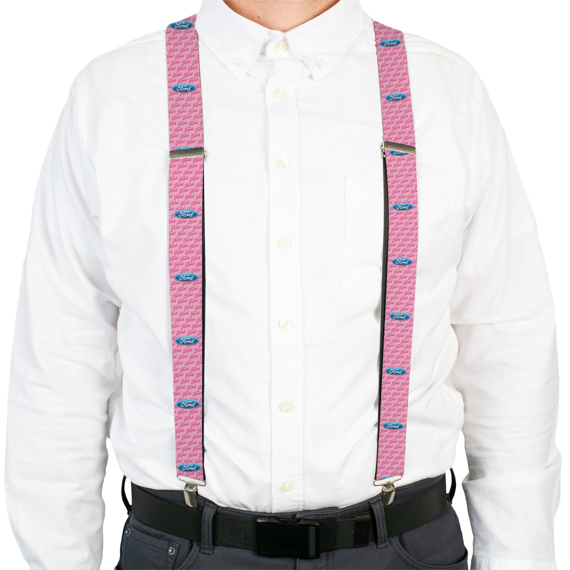Suspenders - Ford Oval w/Text PINK REPEAT