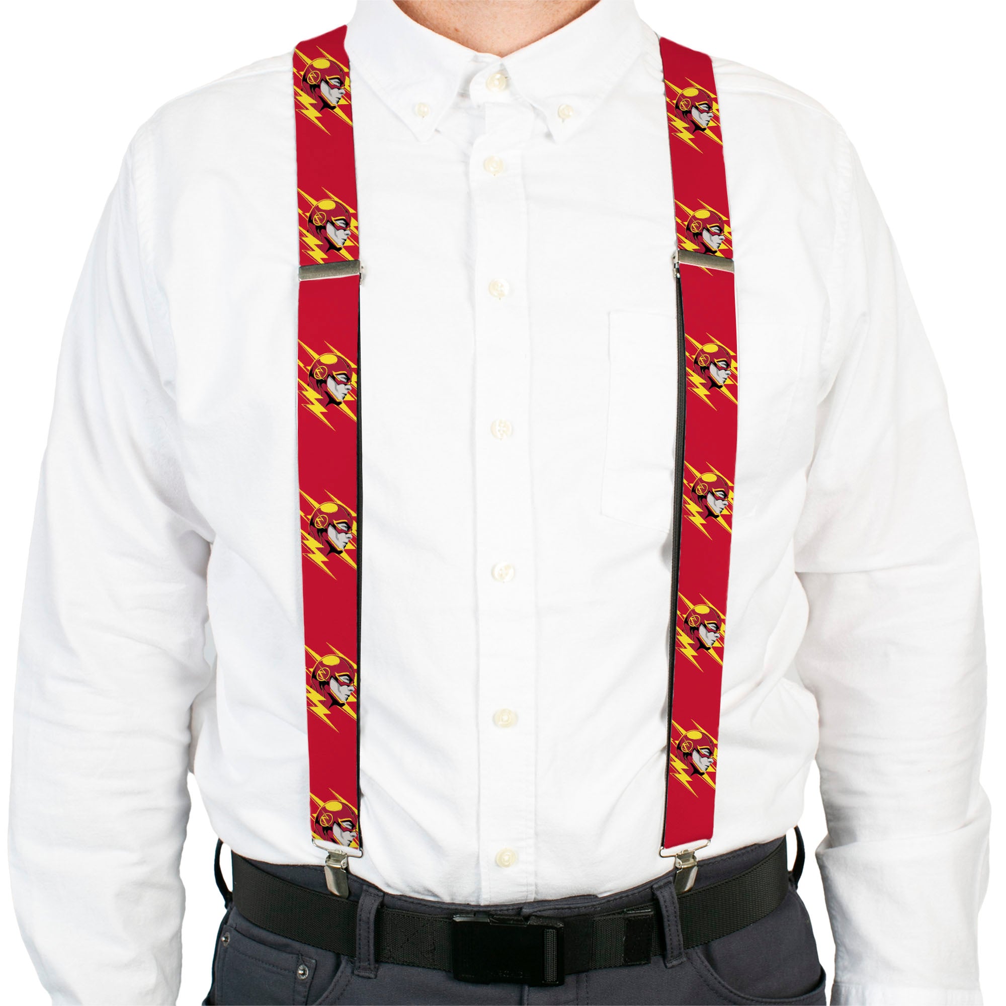 Suspenders - The Flash Face/Bolts Reds/Yellow/Gray