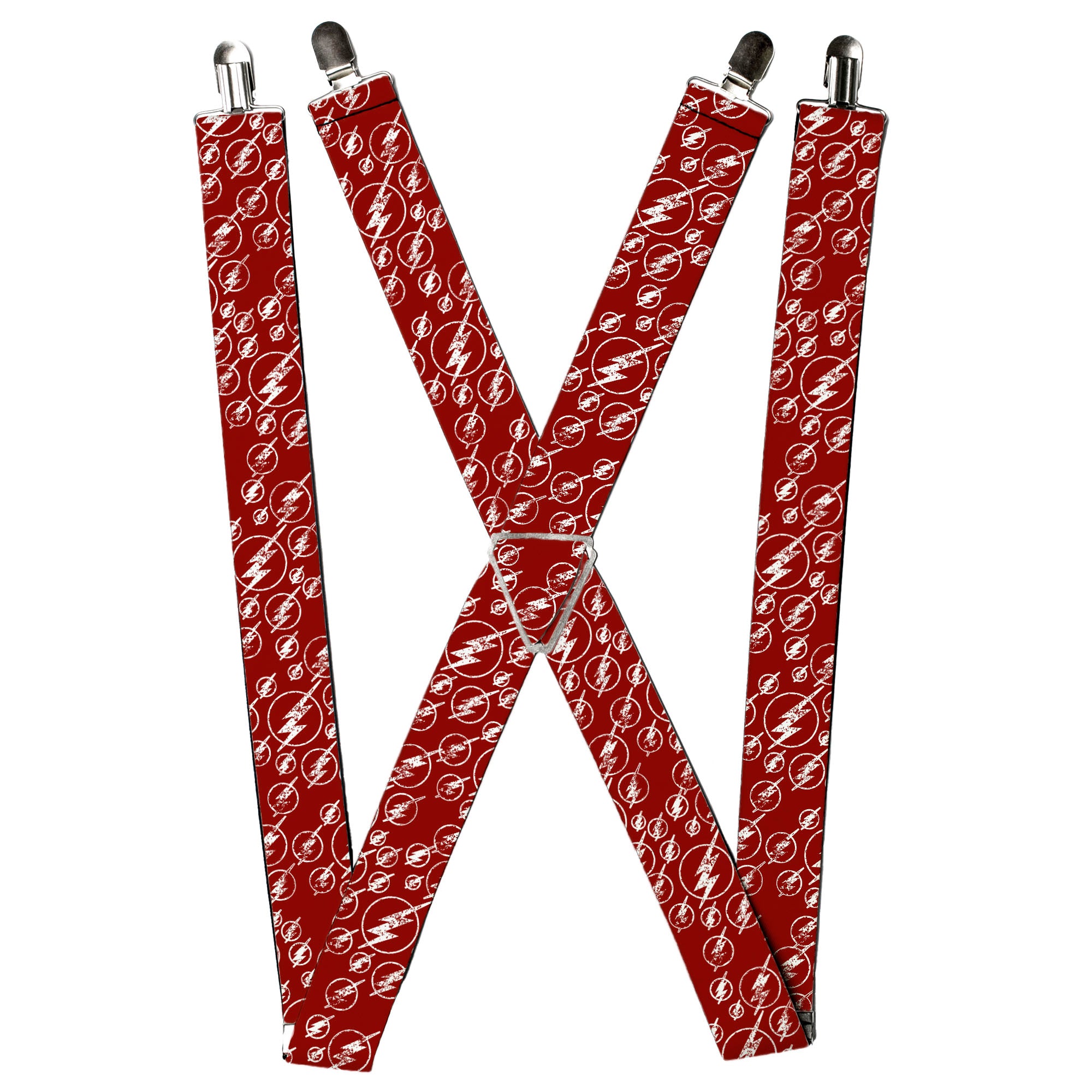 Suspenders - The Flash Logo5 Scattered Weathered Burgundy/White
