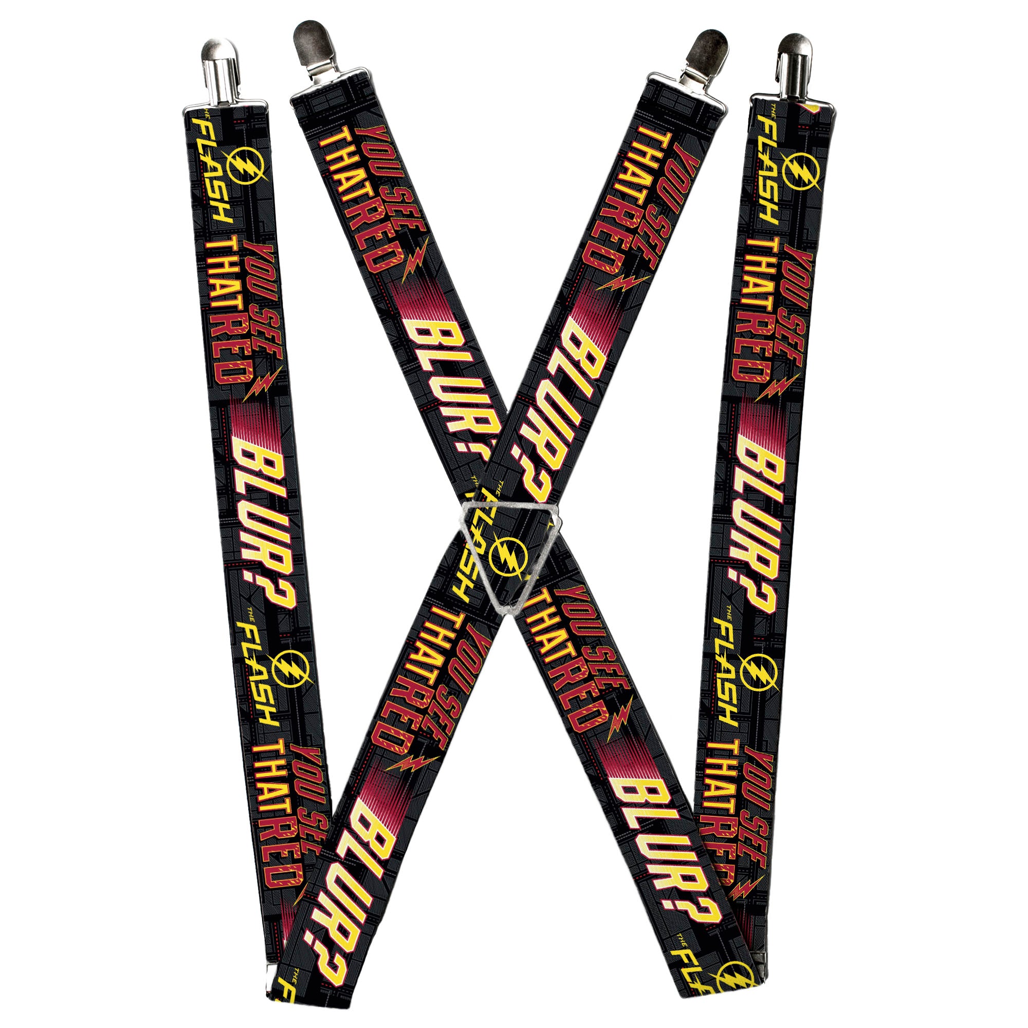 Suspenders - THE FLASH Logo YOU SEE THAT RED BLUR? Grays/Yellows/Reds