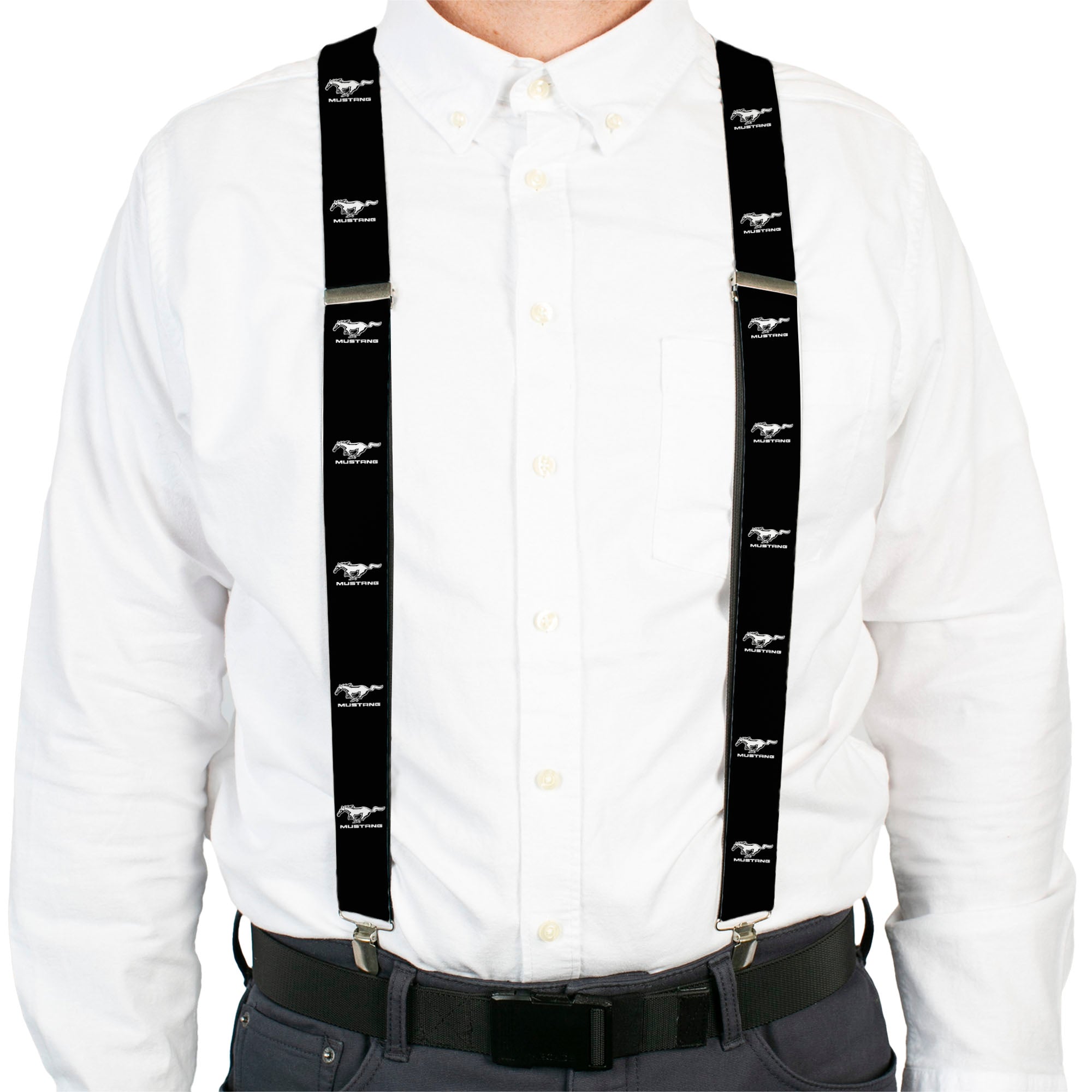 Suspenders - Ford Mustang Black/White Logo REPEAT Suspenders Ford
