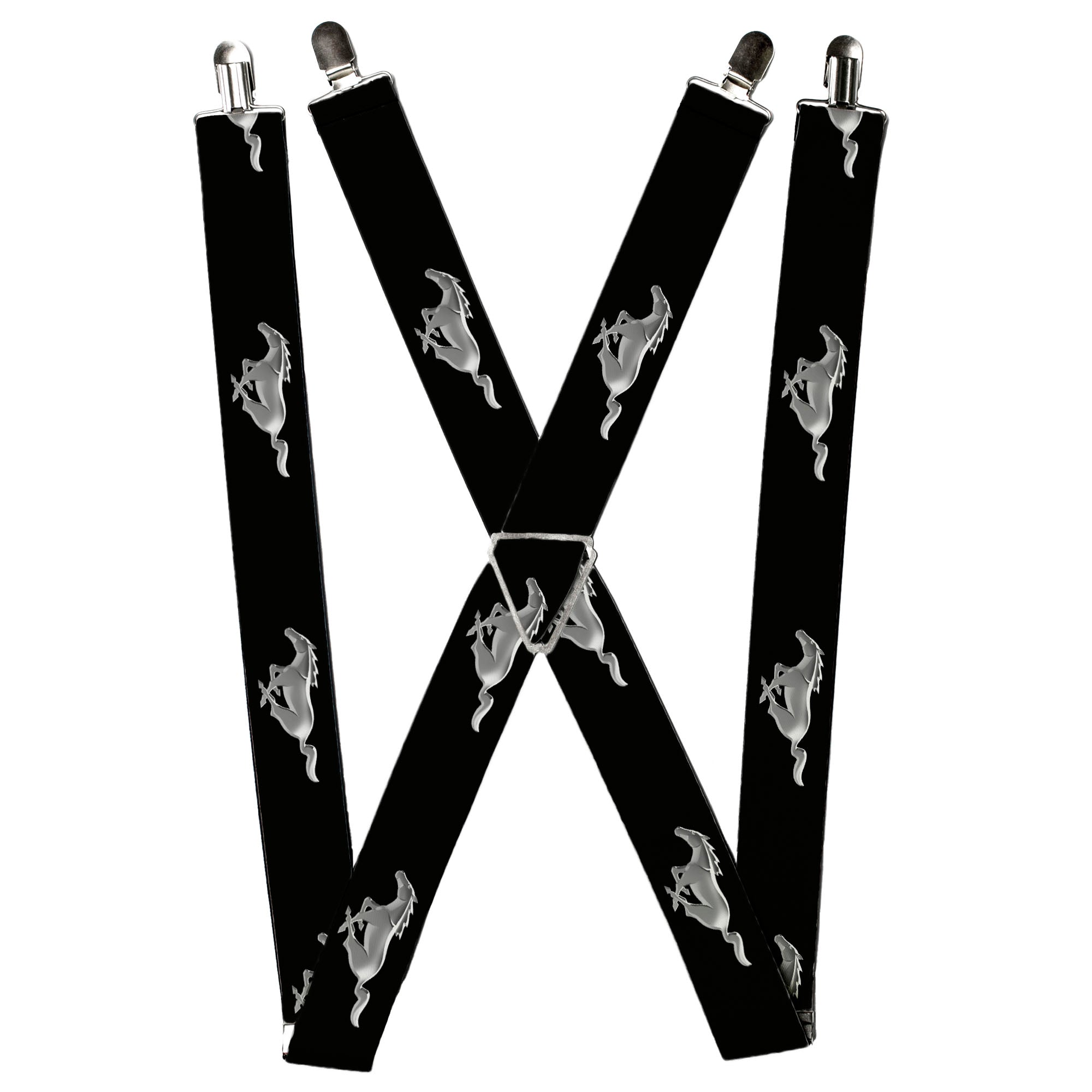 Suspenders - Ford Mustang Pony Silhouette Black/Silvers