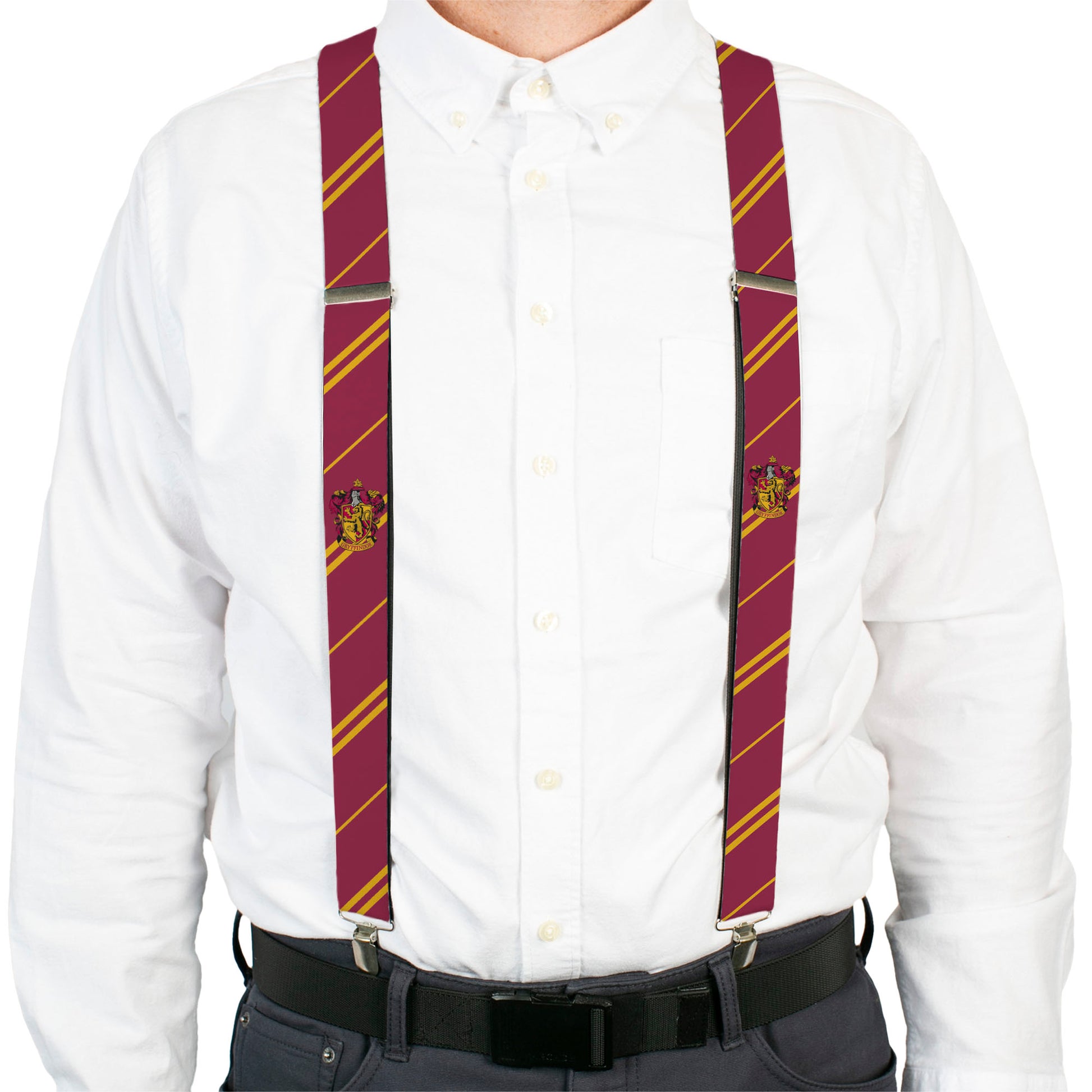 Suspenders - GRYFFINDOR Crest/Stripe Burgundy/Gold Suspenders Harry Potter