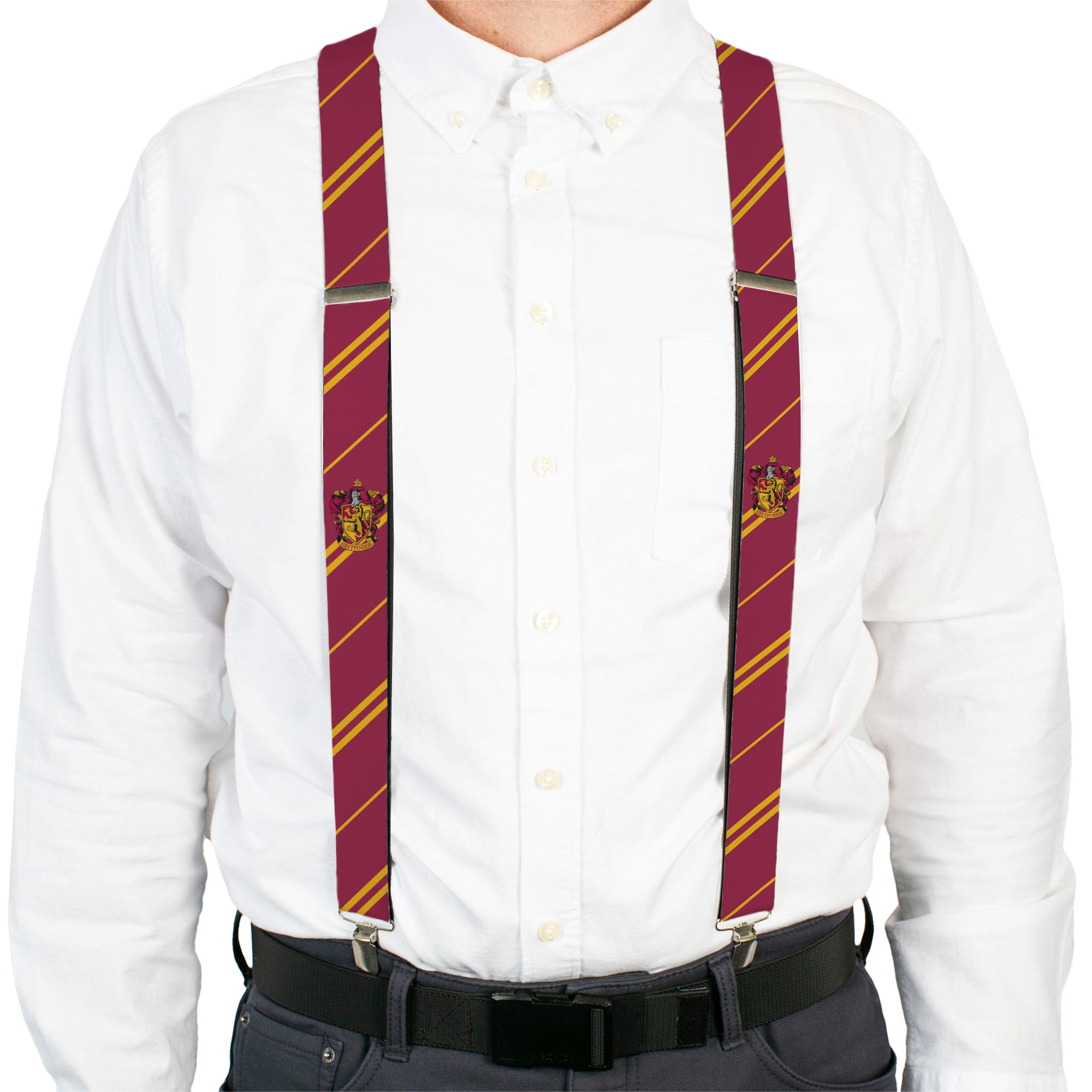Suspenders - GRYFFINDOR Crest/Stripe Burgundy/Gold Suspenders Harry Potter