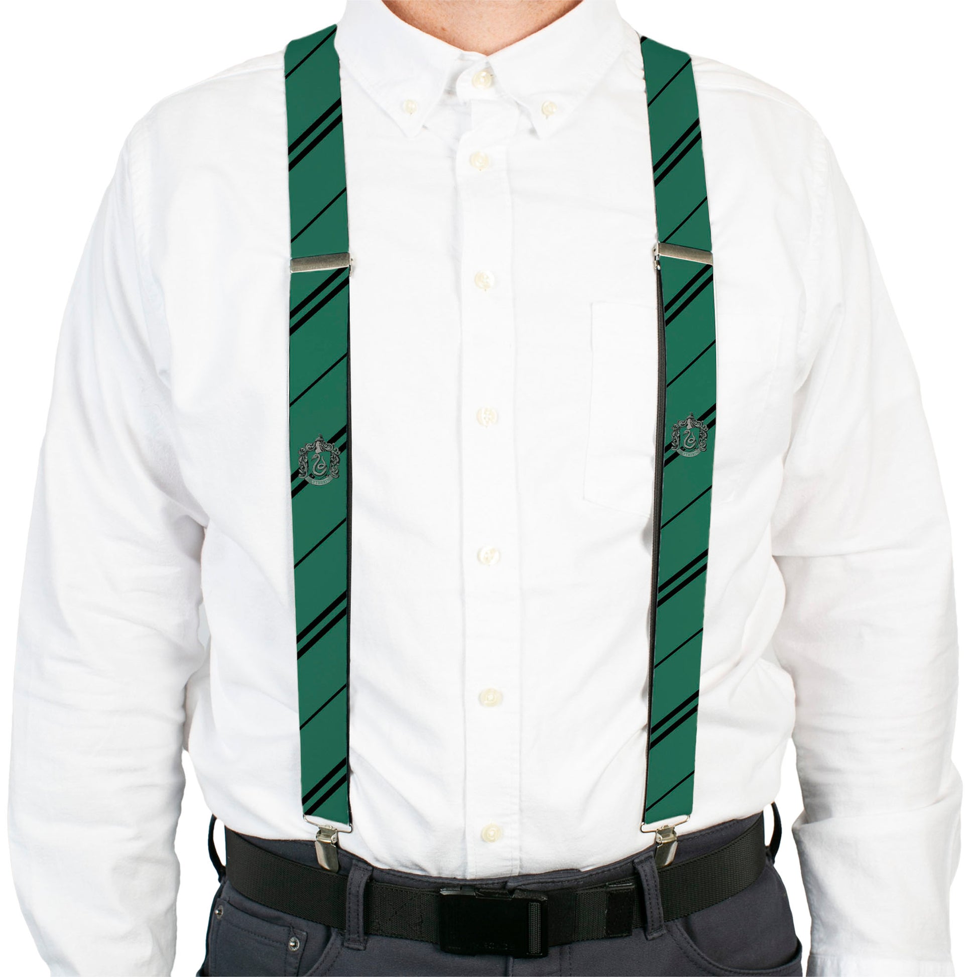 Suspenders - Slytherin Crest/Stripe Green/Black Suspenders Harry Potter