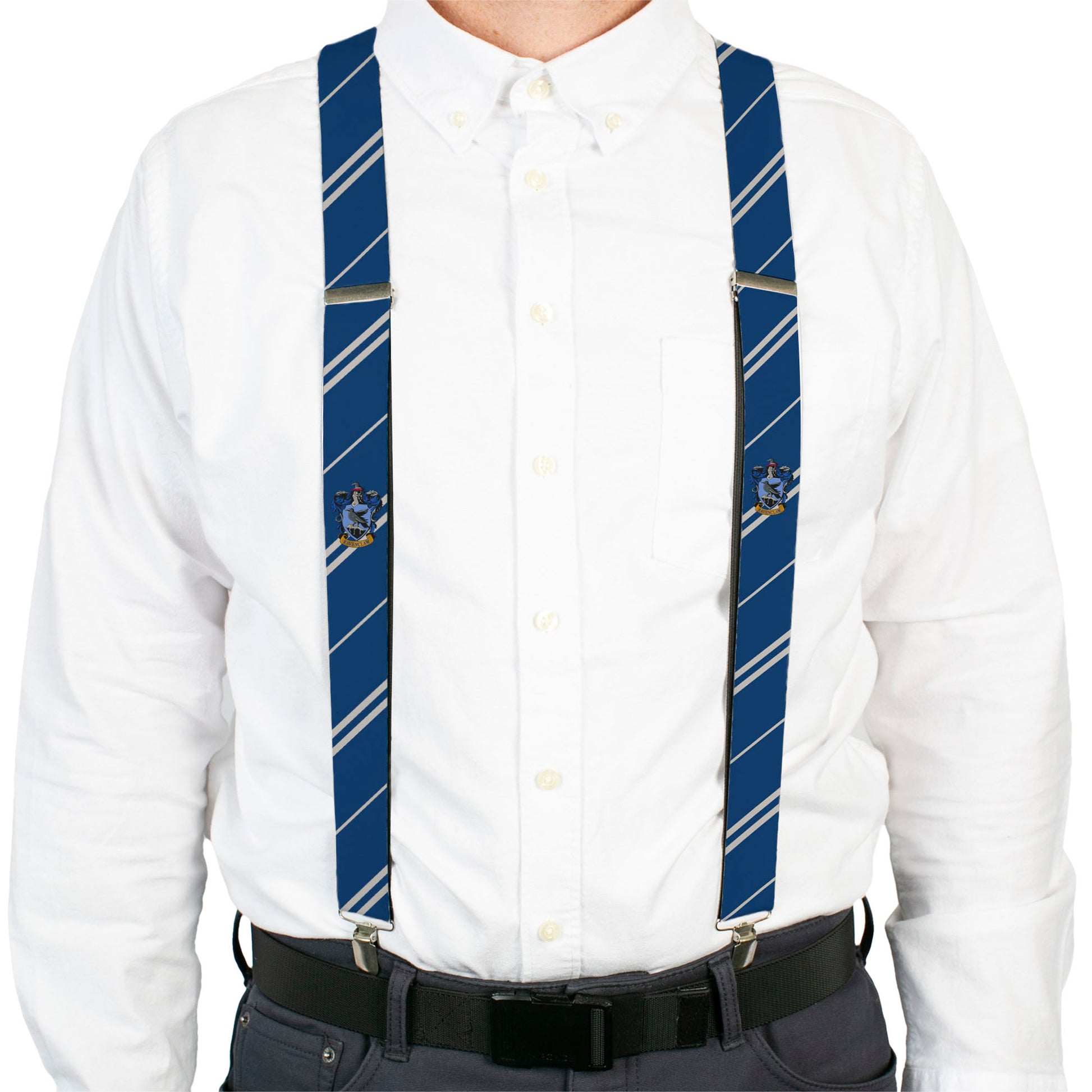 Suspenders - RAVENCLAW Crest/Stripe Blue/Gray Suspenders Harry Potter