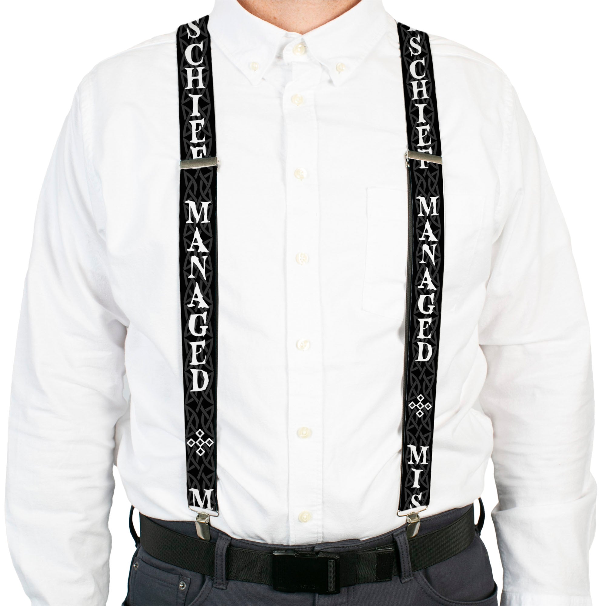 Suspenders - Harry Potter MISCHIEF MANAGED Black/Gray/White Suspenders Harry Potter