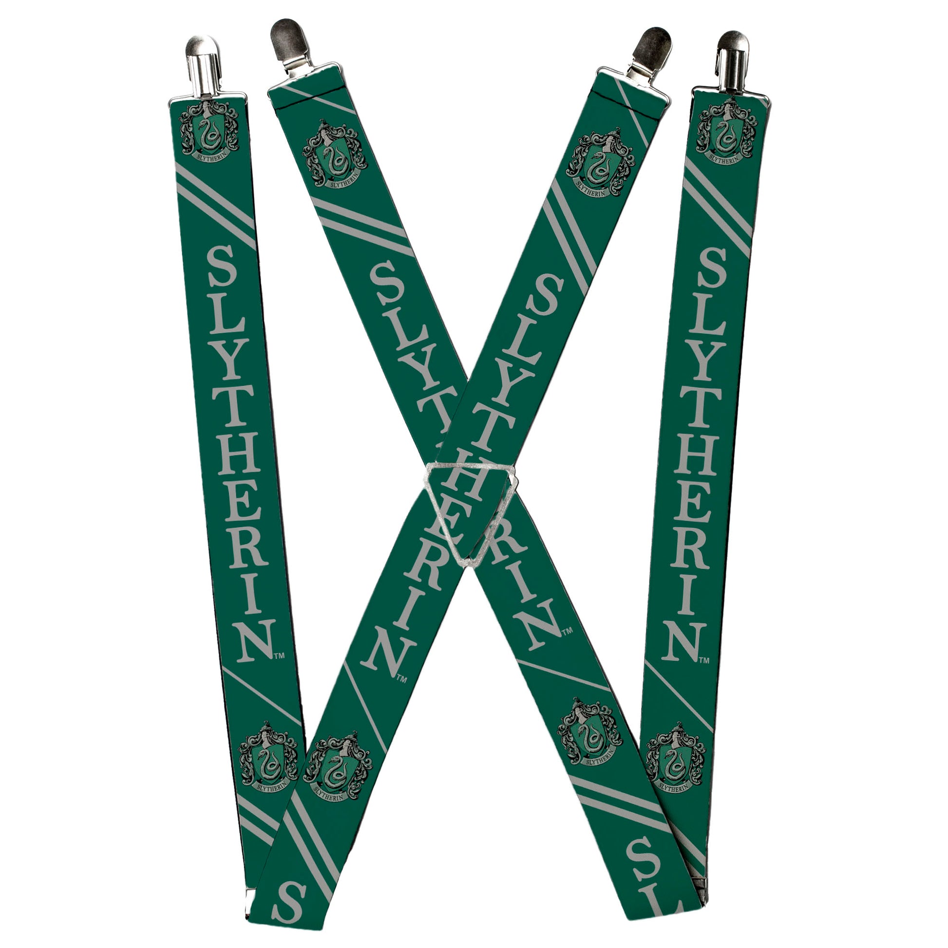Suspenders - SLYTHERIN Crest/Stripe2 Green/Gray Suspenders Harry Potter
