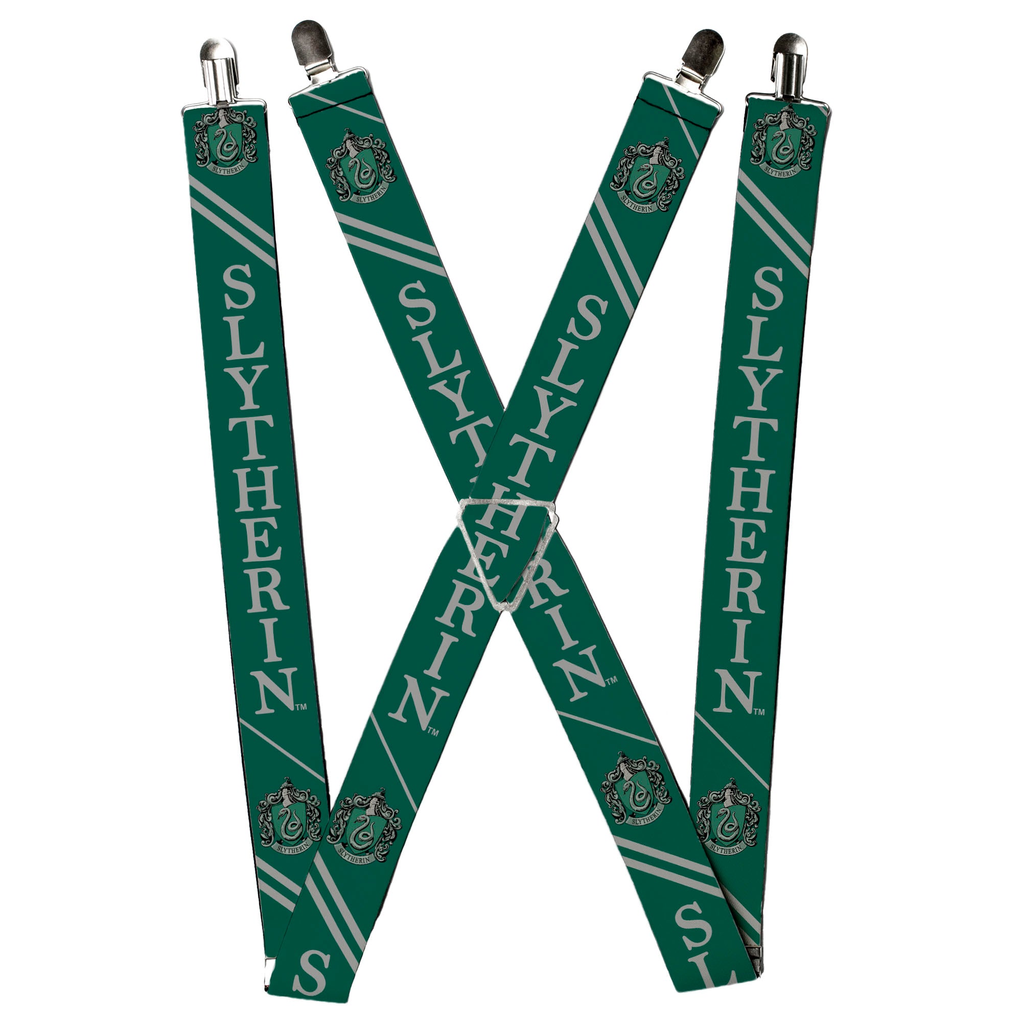 Suspenders - SLYTHERIN Crest/Stripe2 Green/Gray Suspenders Harry Potter