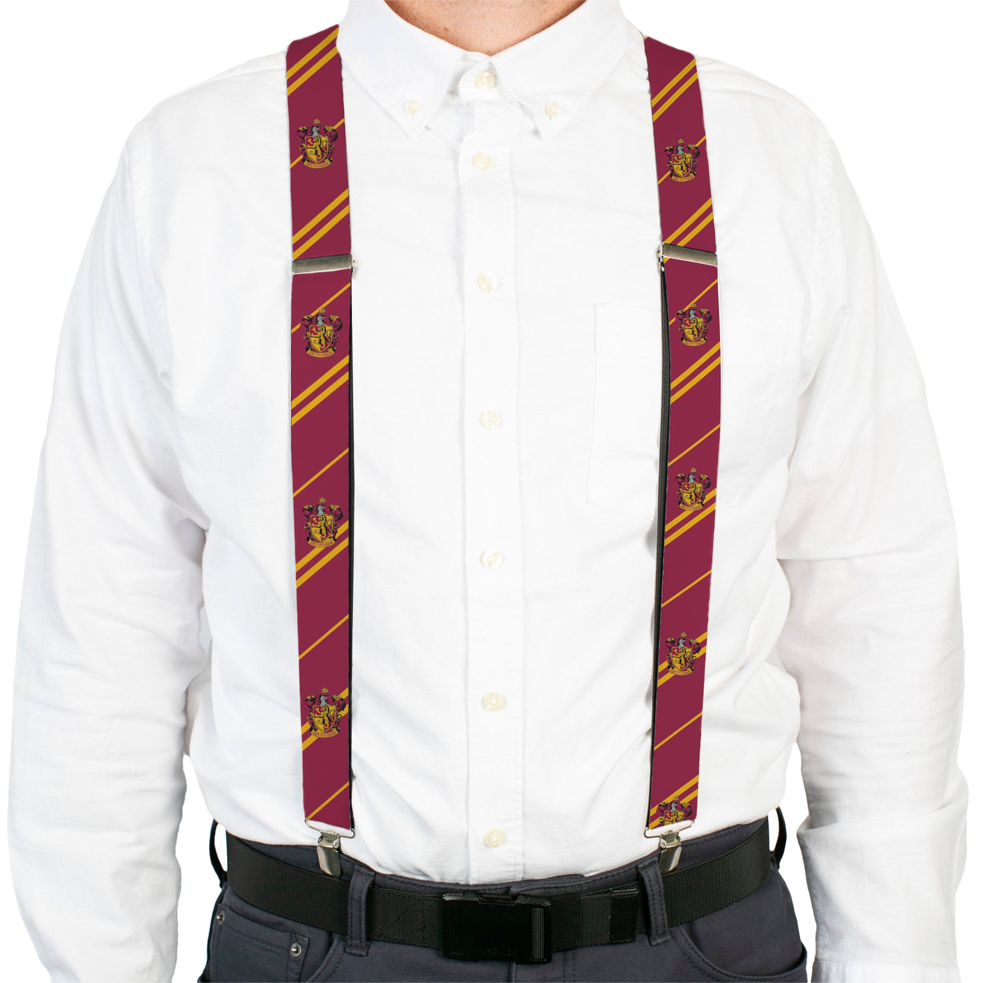Suspenders - Gryffindor Crest/Stripe2 Burgundy/Gold Suspenders Harry Potter