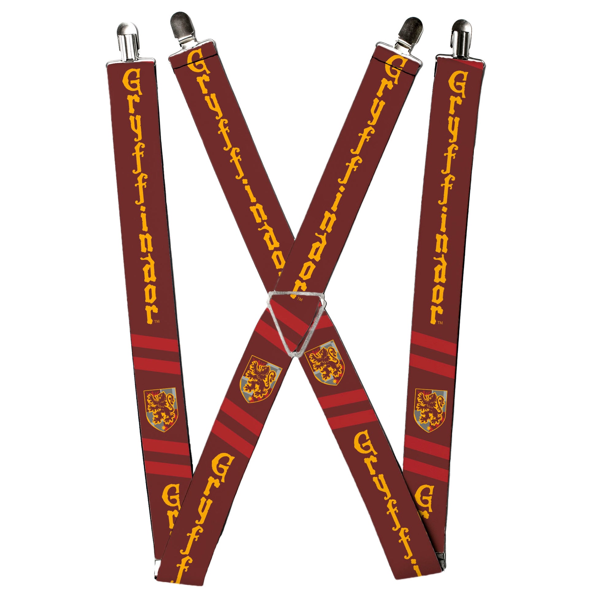 Suspenders - GRYFFINDOR Badge/2-Stripe Burgundy/Reds/Gold Suspenders Harry Potter