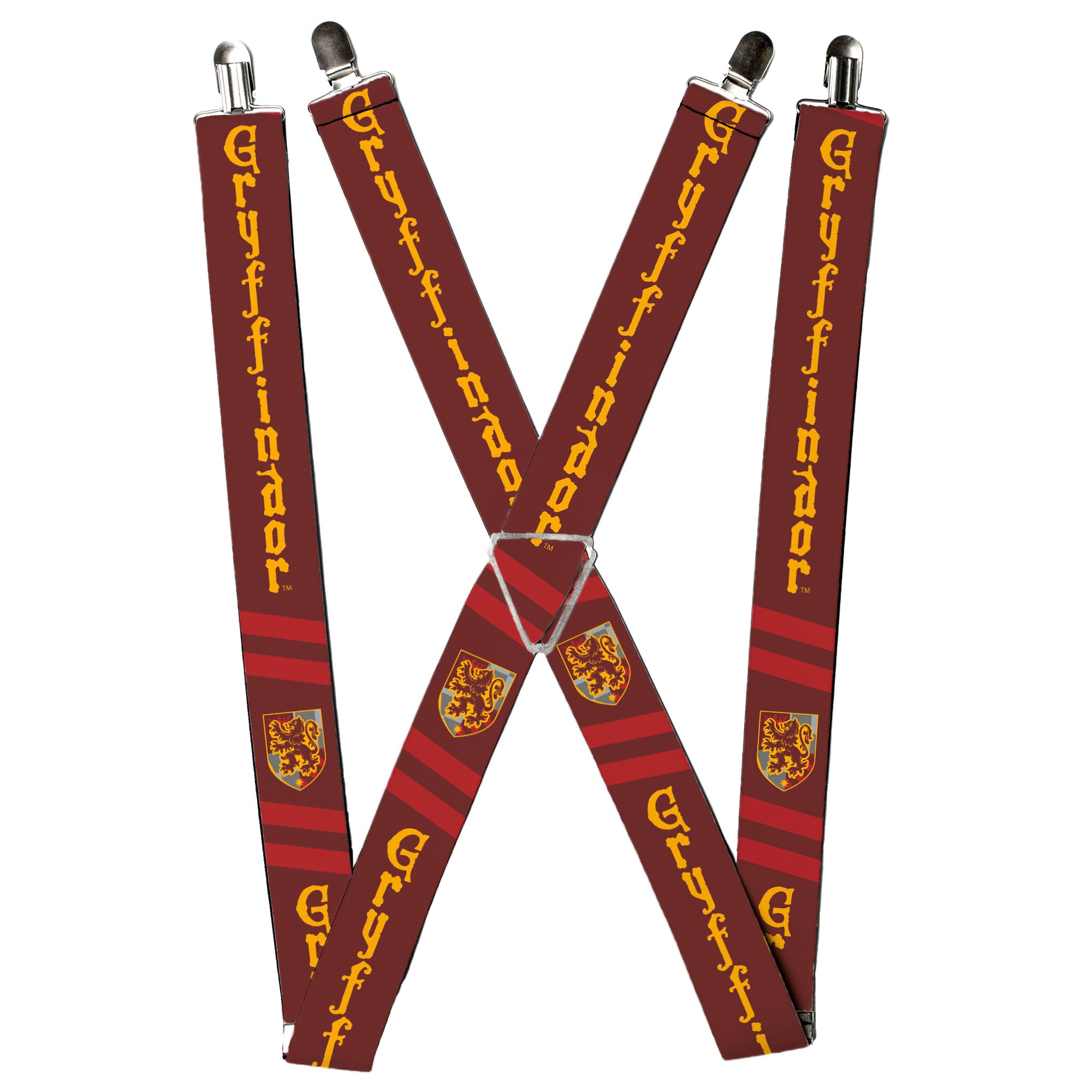 Suspenders - GRYFFINDOR Badge/2-Stripe Burgundy/Reds/Gold Suspenders Harry Potter