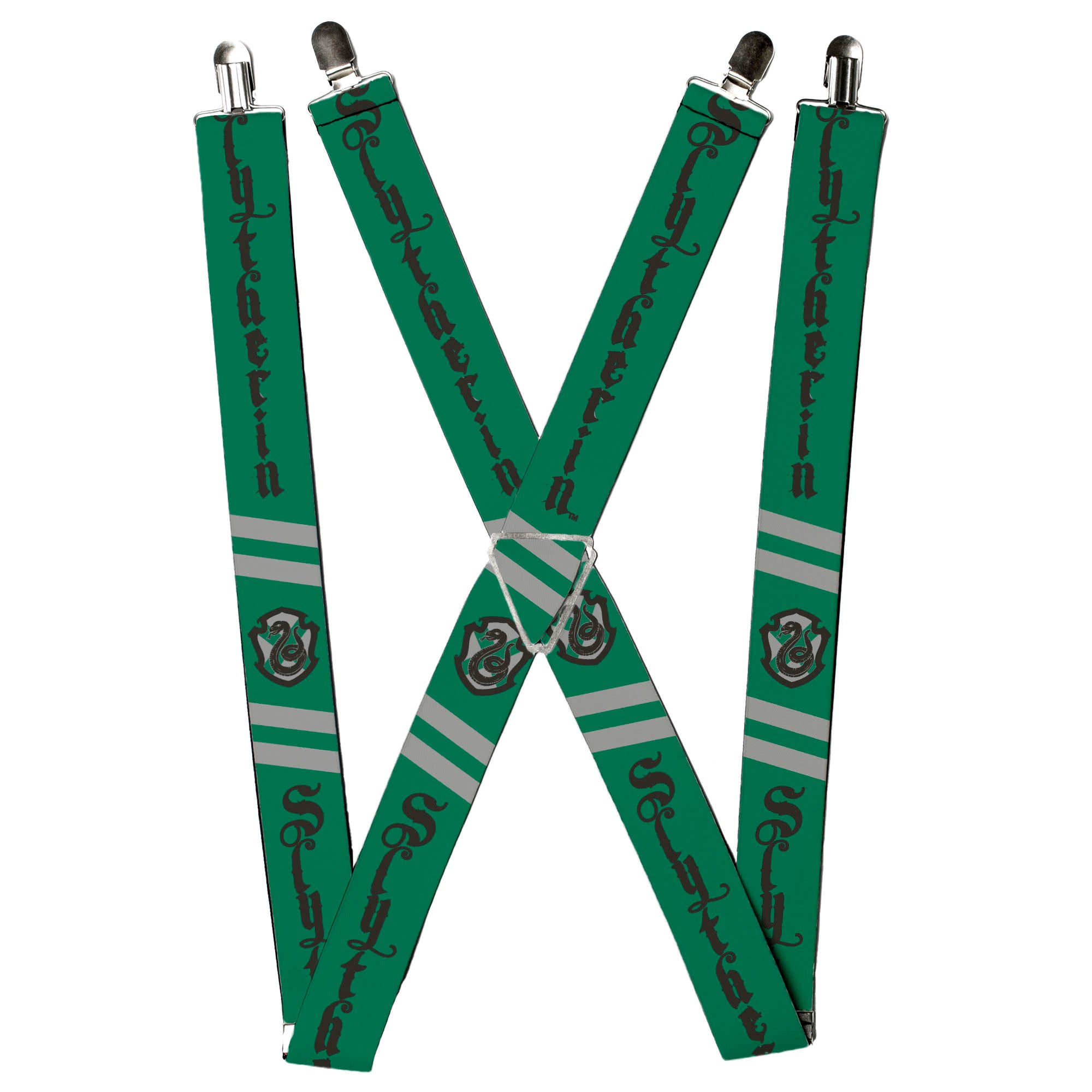Suspenders - SLYTHERIN Badge/2-Stripe Green/Gray/Black Suspenders Harry Potter