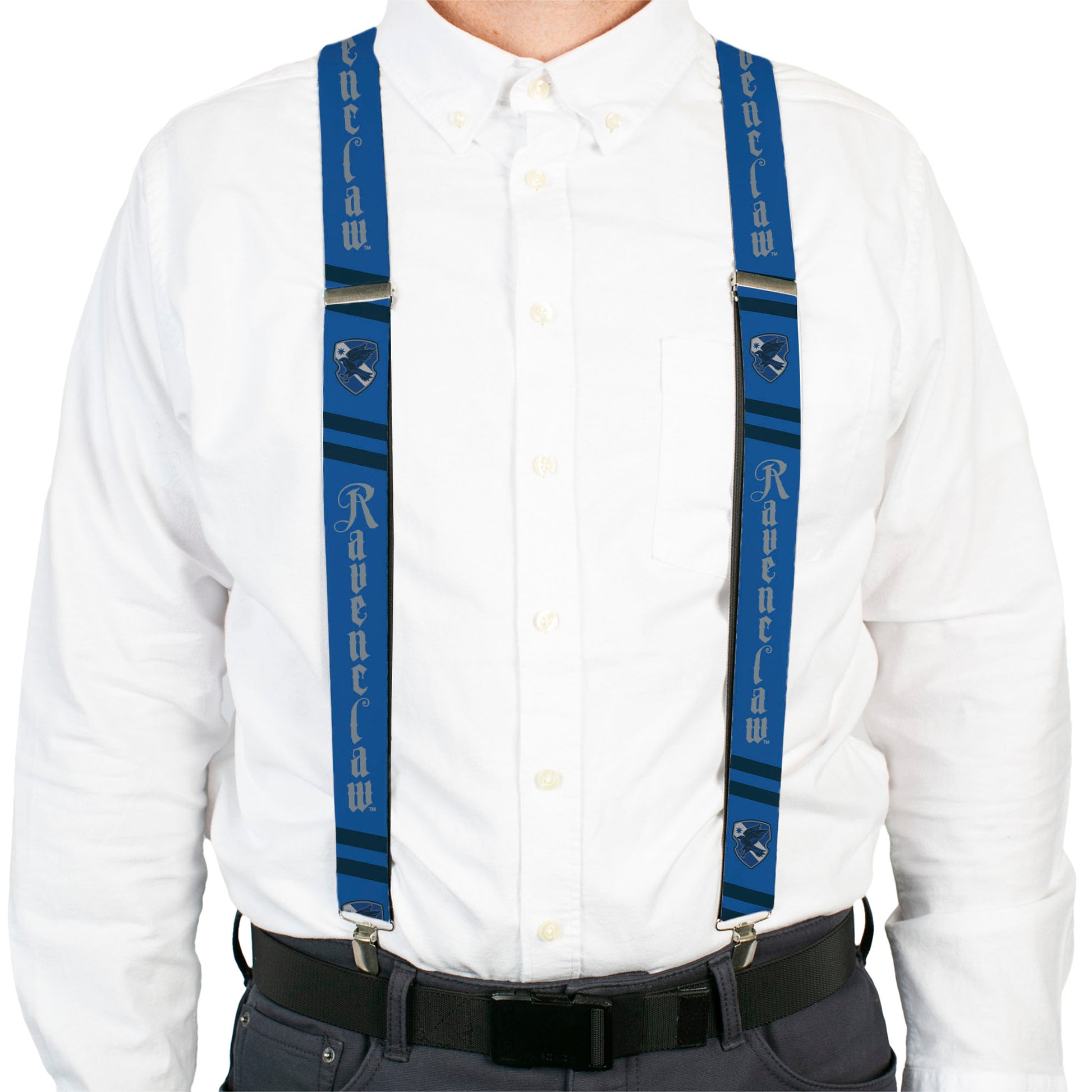Suspenders - RAVENCLAW Badge/2-Stripe Blue/Black/Gray Suspenders Harry Potter