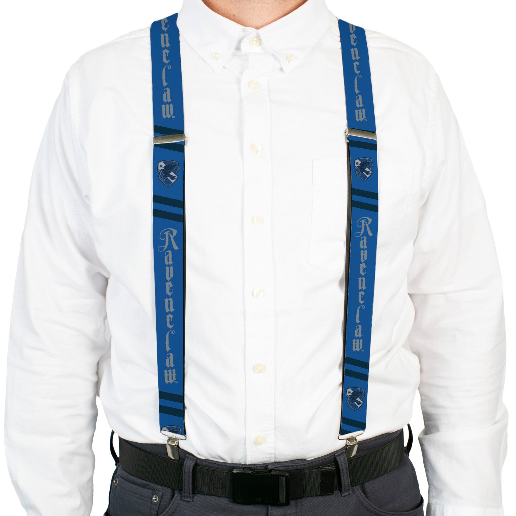 Suspenders - RAVENCLAW Badge/2-Stripe Blue/Black/Gray Suspenders Harry Potter