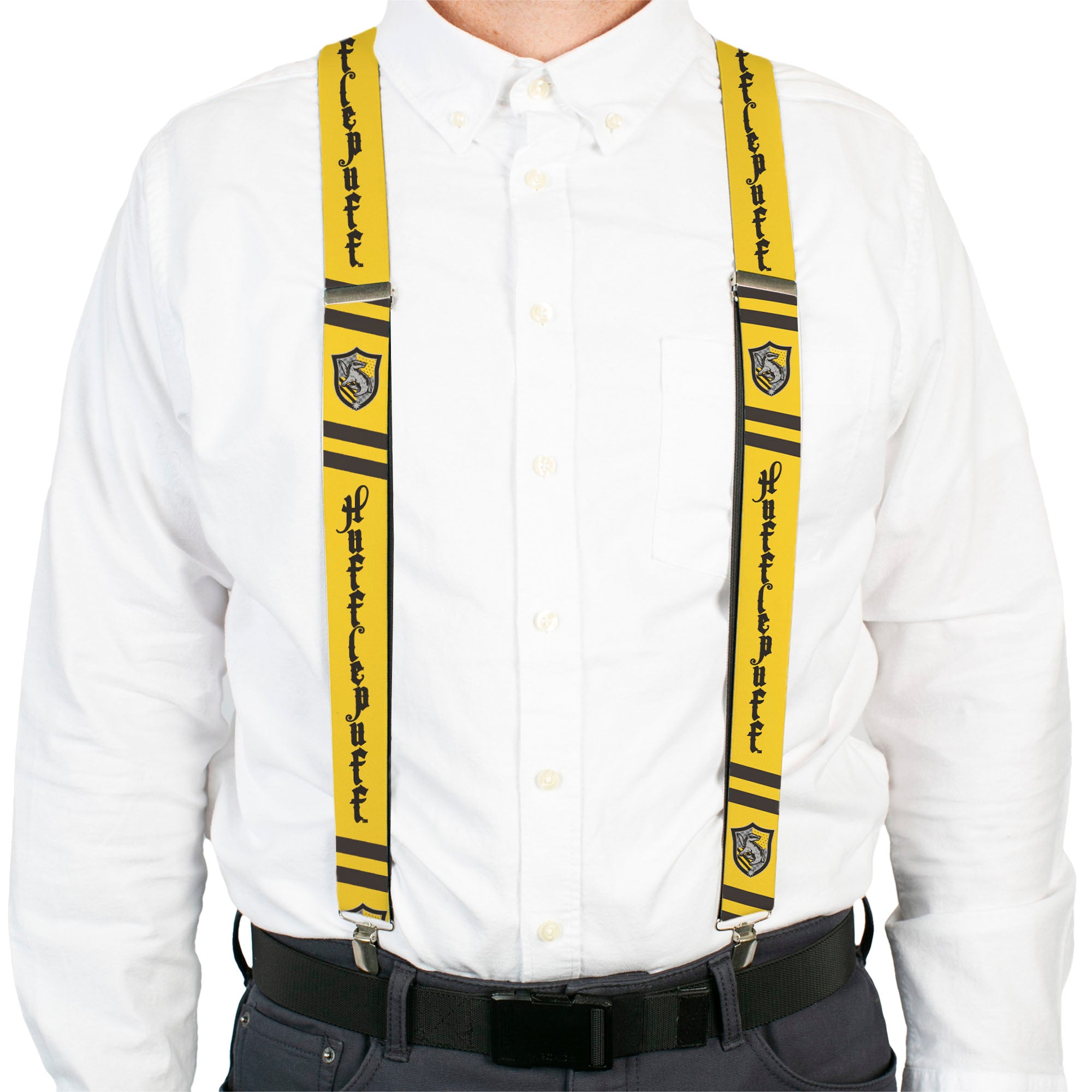 Suspenders - HUFFLEPUFF Badge/2-Stripe Yellow/Black/Grays