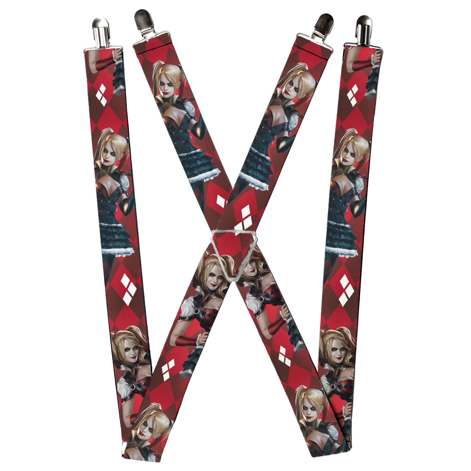 Suspenders - Harley Quinn 2-Arkham Knight Poses/Diamonds Reds/White Suspenders DC Comics