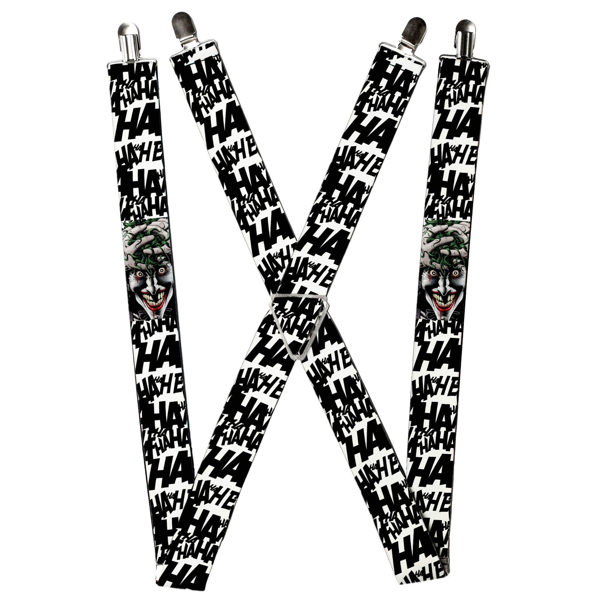 Suspenders - Joker The Killing Joke Holding Head Pose/HAHAHA Repeat White/Black Suspenders DC Comics