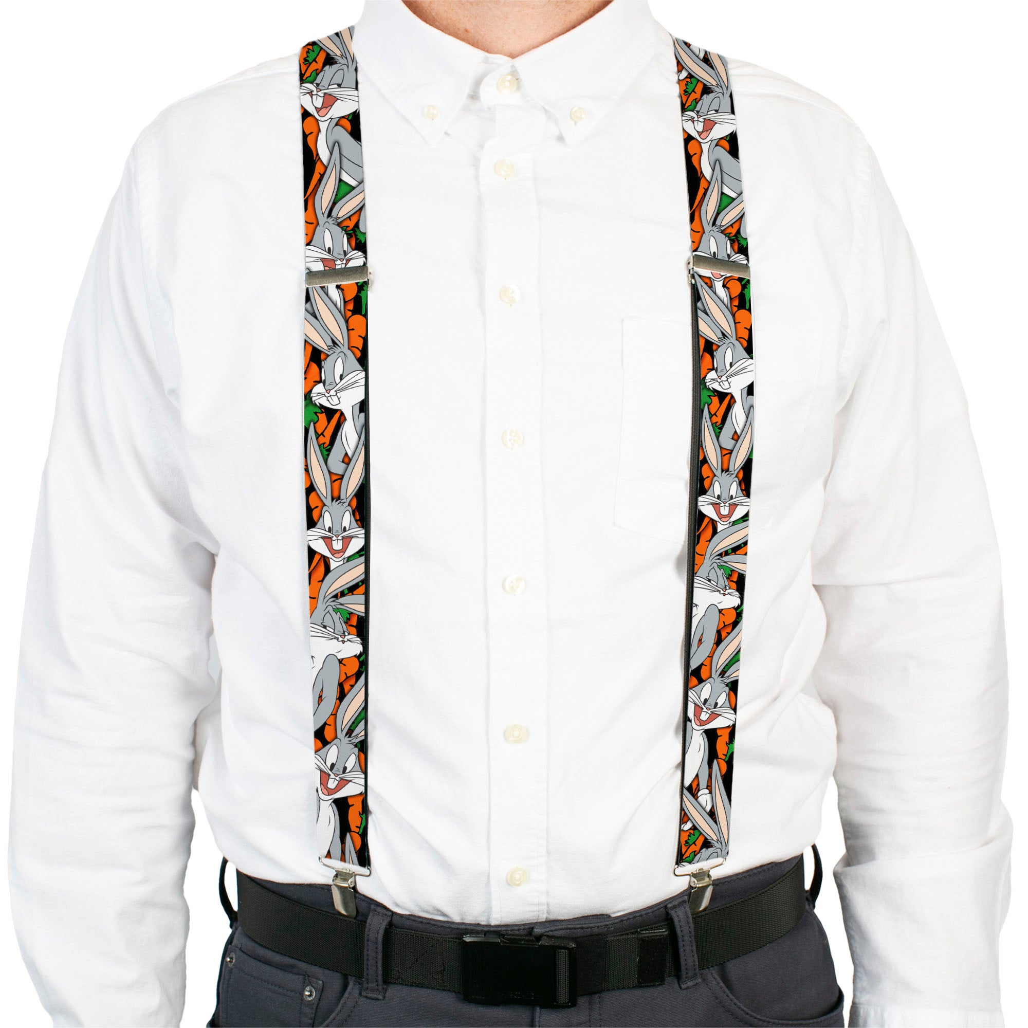 Suspenders - Bugs Bunny Expressions/Carrots Black Suspenders Looney Tunes