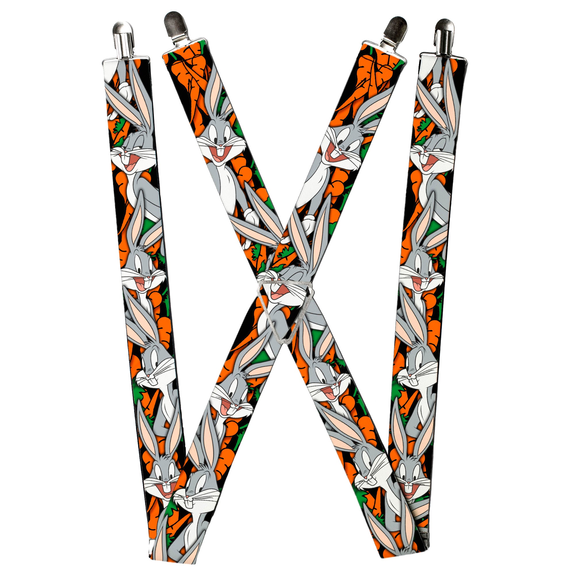 Suspenders - Bugs Bunny Expressions/Carrots Black Suspenders Looney Tunes