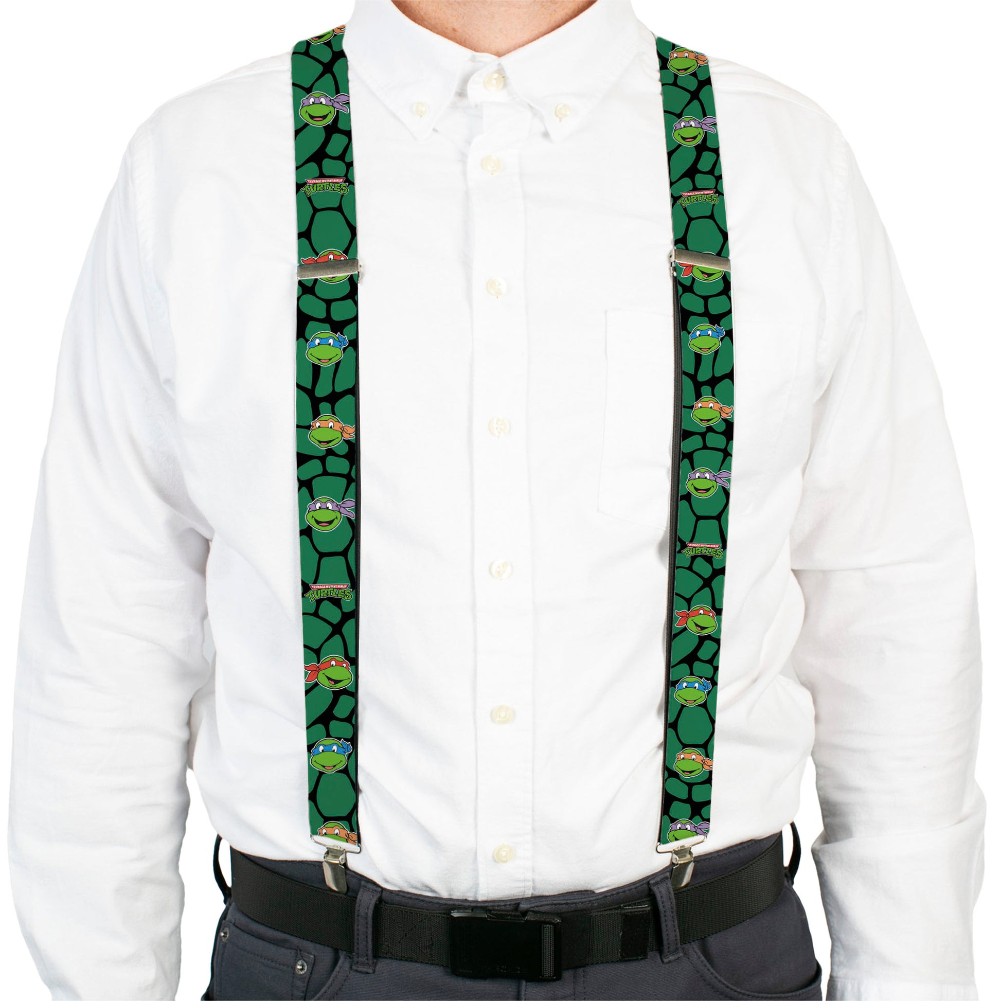 Suspenders - Classic TEENAGE MUTANT NINJA TURTLES Turtle Faces Black/Green Turtle Shell Suspenders Teenage Mutant Ninja Turtles