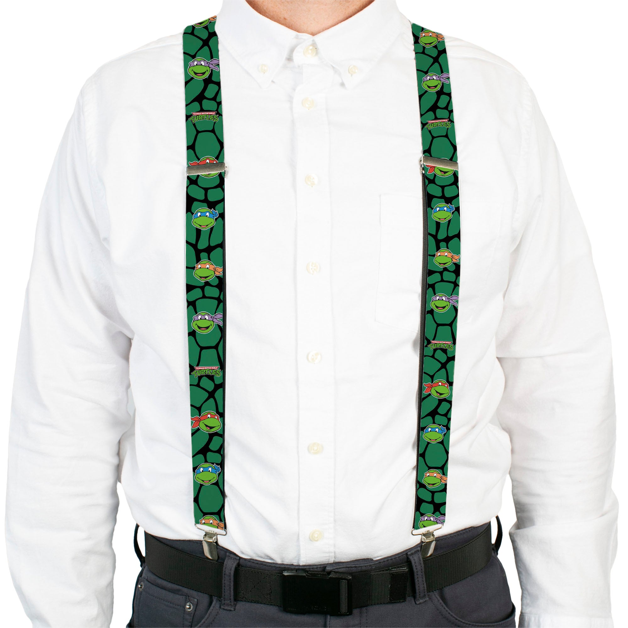 Suspenders - Classic TEENAGE MUTANT NINJA TURTLES Turtle Faces Black/Green Turtle Shell Suspenders Teenage Mutant Ninja Turtles