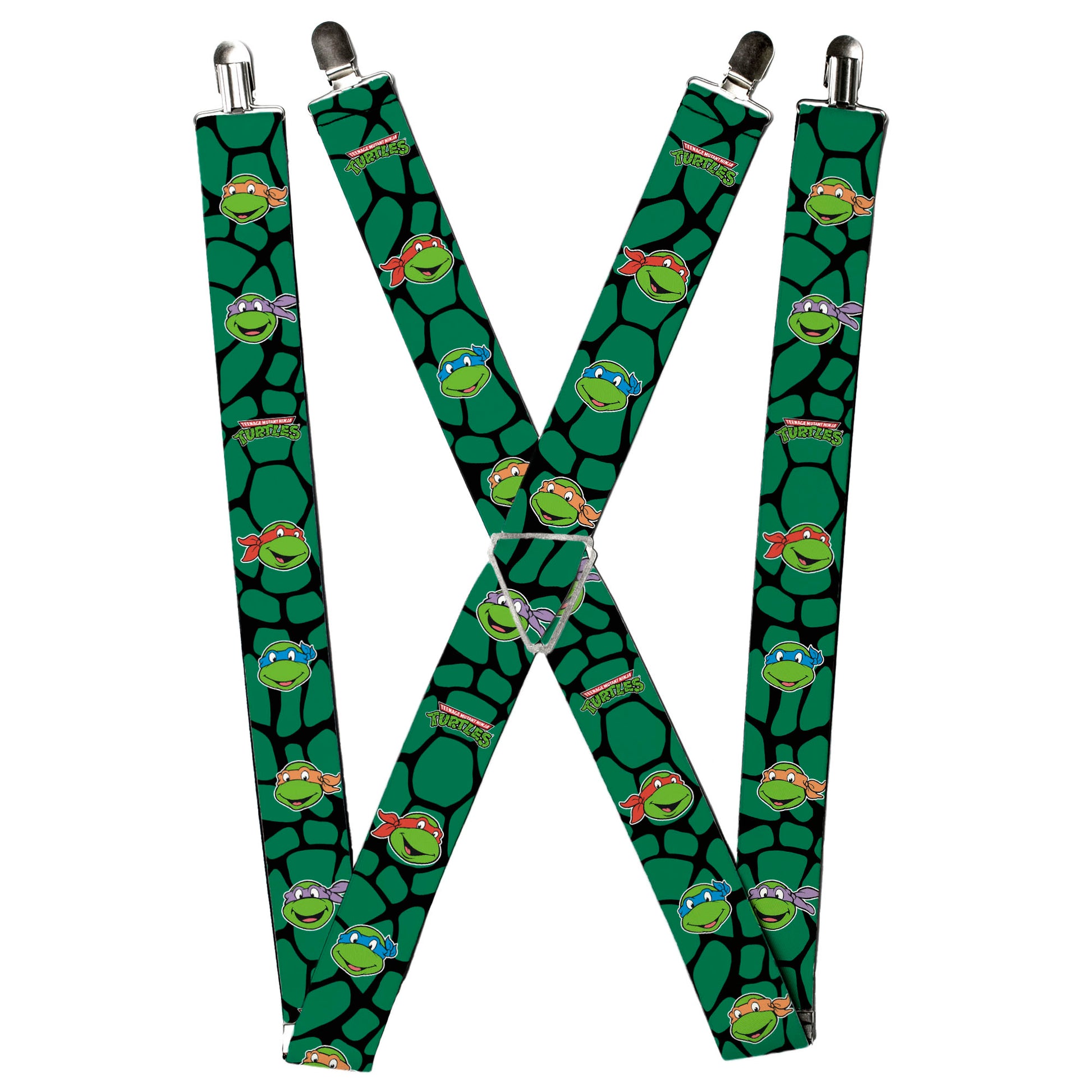 Suspenders - Classic TEENAGE MUTANT NINJA TURTLES Turtle Faces Black/Green Turtle Shell Suspenders Teenage Mutant Ninja Turtles