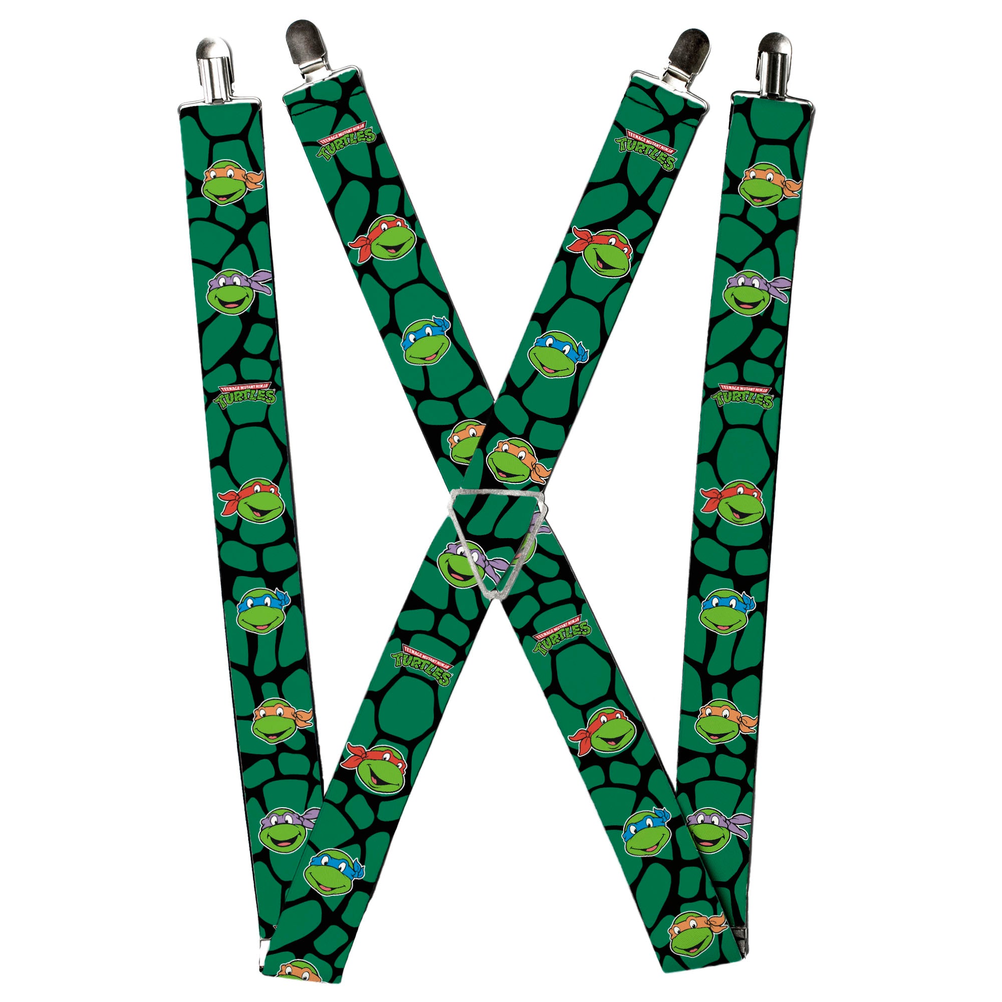 Suspenders - Classic TEENAGE MUTANT NINJA TURTLES Turtle Faces Black/Green Turtle Shell Suspenders Teenage Mutant Ninja Turtles