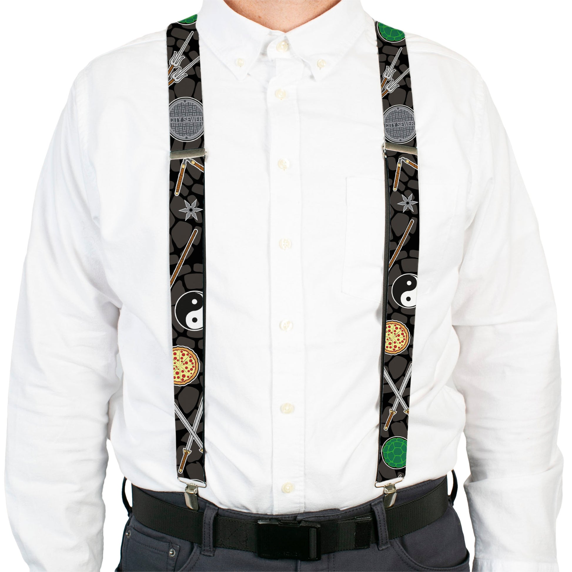 Suspenders - Classic Teenage Mutant Ninja Turtles Gear/Elements Black/Gray Turtle Shell Suspenders Teenage Mutant Ninja Turtles