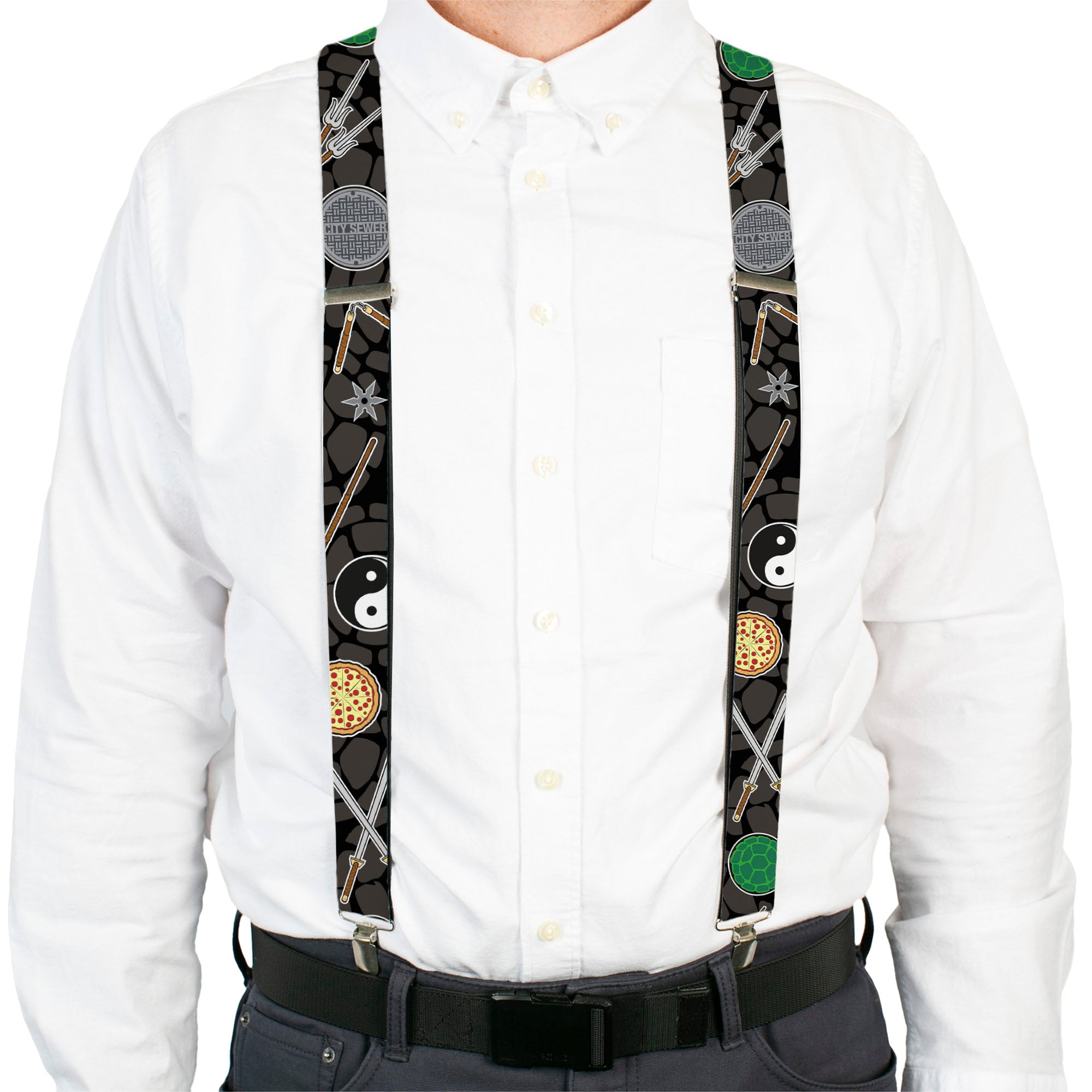 Suspenders - Classic Teenage Mutant Ninja Turtles Gear/Elements Black/Gray Turtle Shell Suspenders Teenage Mutant Ninja Turtles