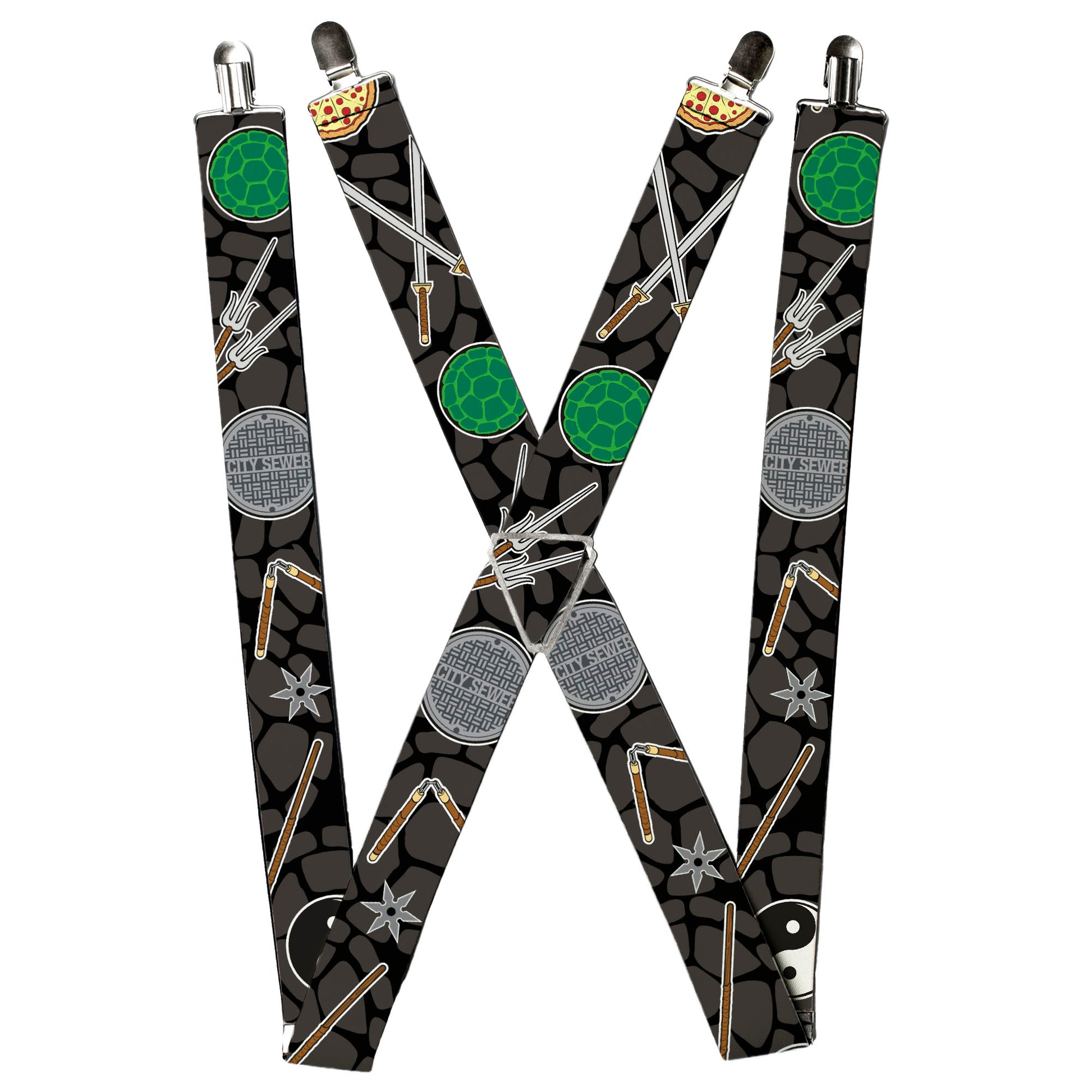 Suspenders - Classic Teenage Mutant Ninja Turtles Gear/Elements Black/Gray Turtle Shell Suspenders Teenage Mutant Ninja Turtles