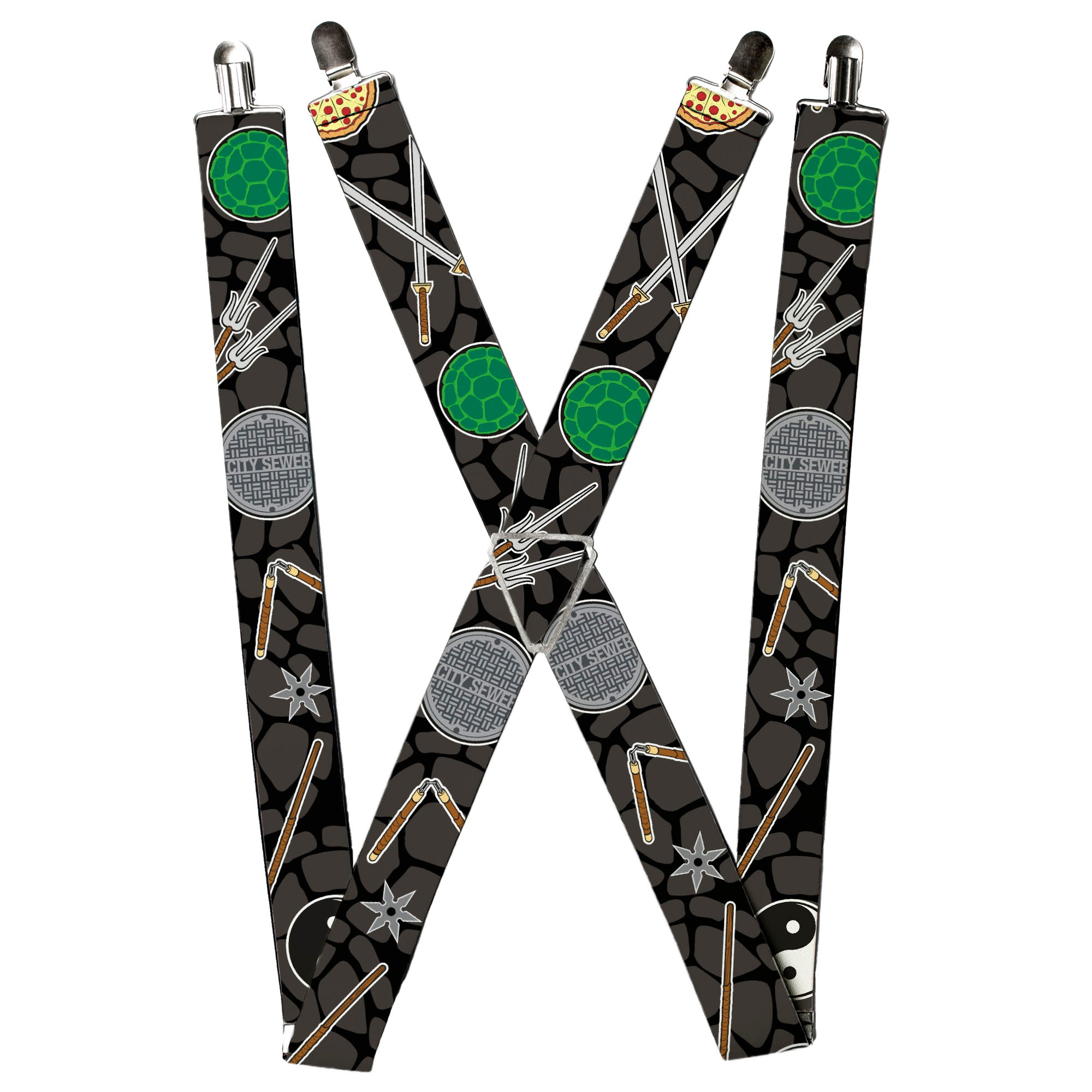 Suspenders - Classic Teenage Mutant Ninja Turtles Gear/Elements Black/Gray Turtle Shell Suspenders Teenage Mutant Ninja Turtles