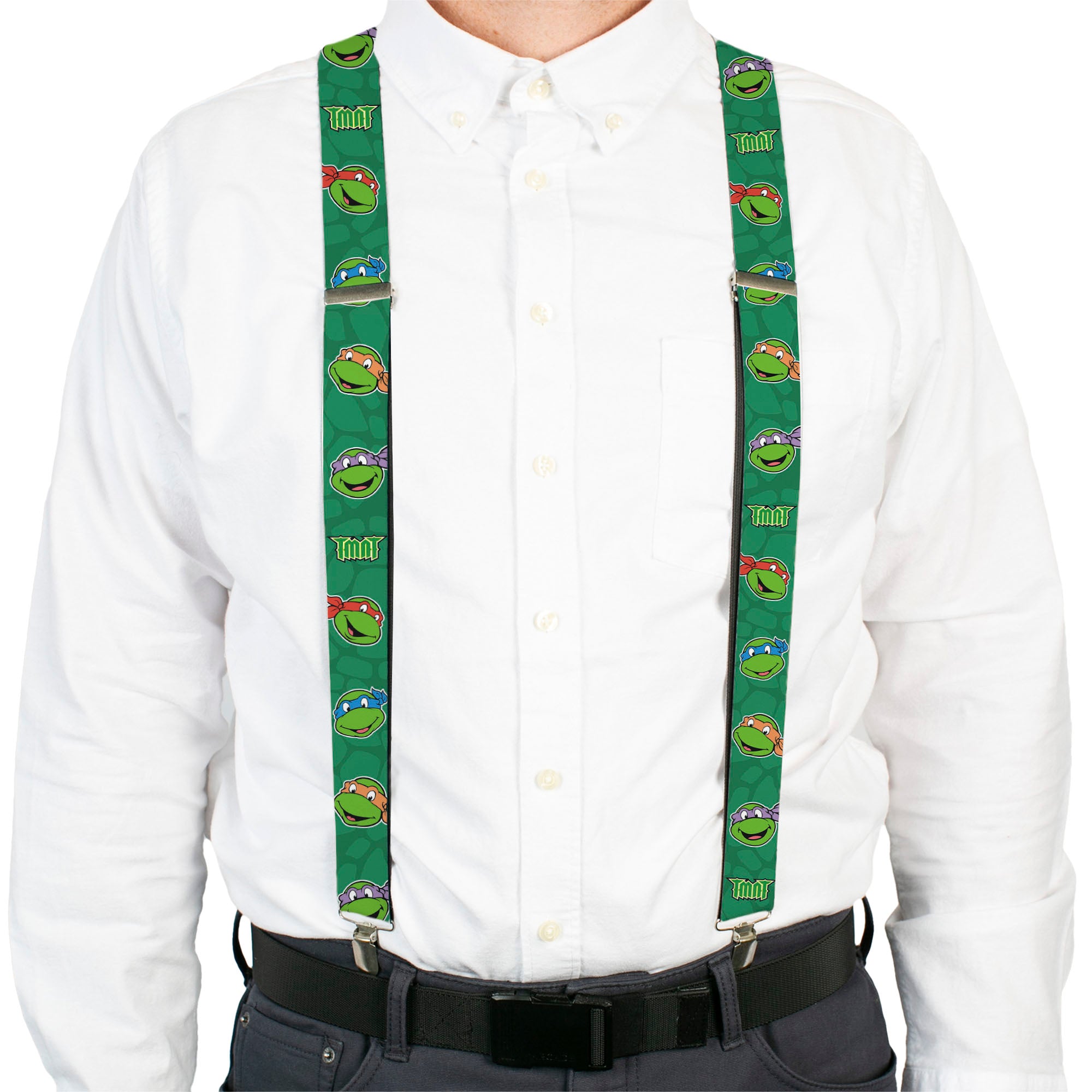 Suspenders - Classic Teenage Mutant Ninja Turtles Turtle Faces/TMNT Green Turtle Shell Suspenders Teenage Mutant Ninja Turtles