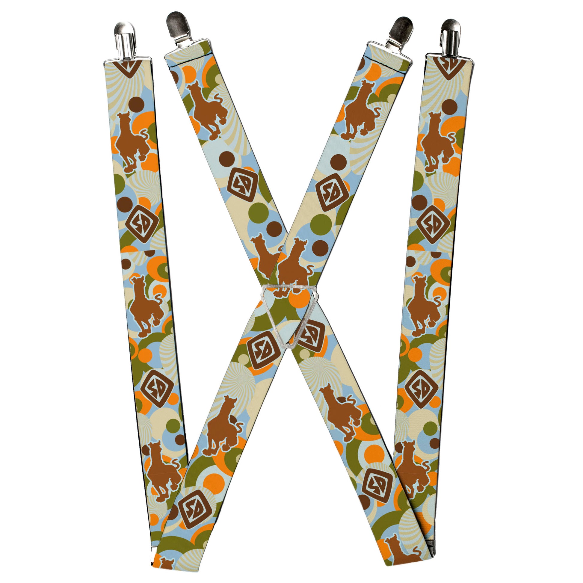 Suspenders - Scooby Doo Pose Silhouette/SD Dog Tag Dots Blue/Tan/Orange/Olive/Browns Suspenders Scooby Doo
