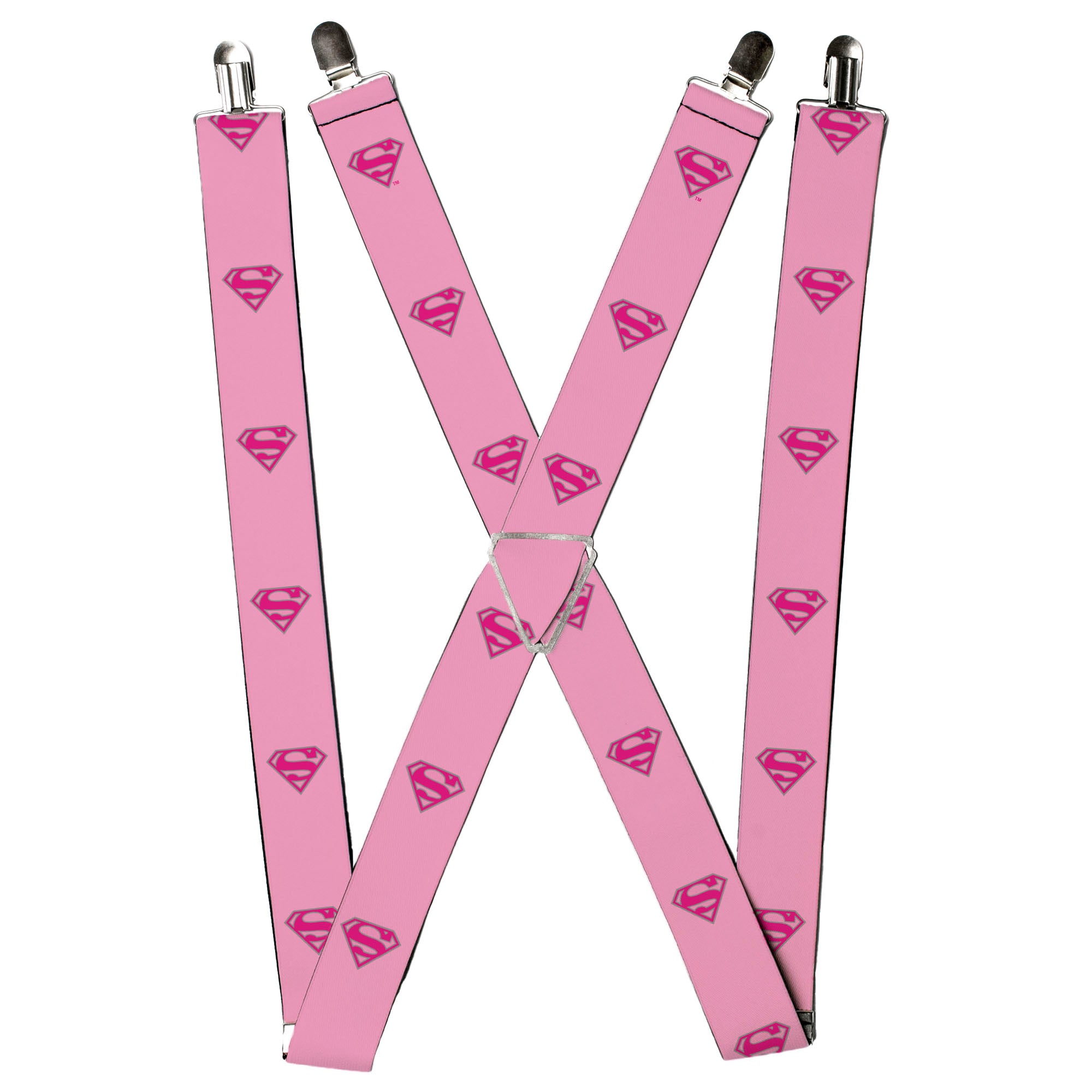 Suspenders - Superman Shield Pink
