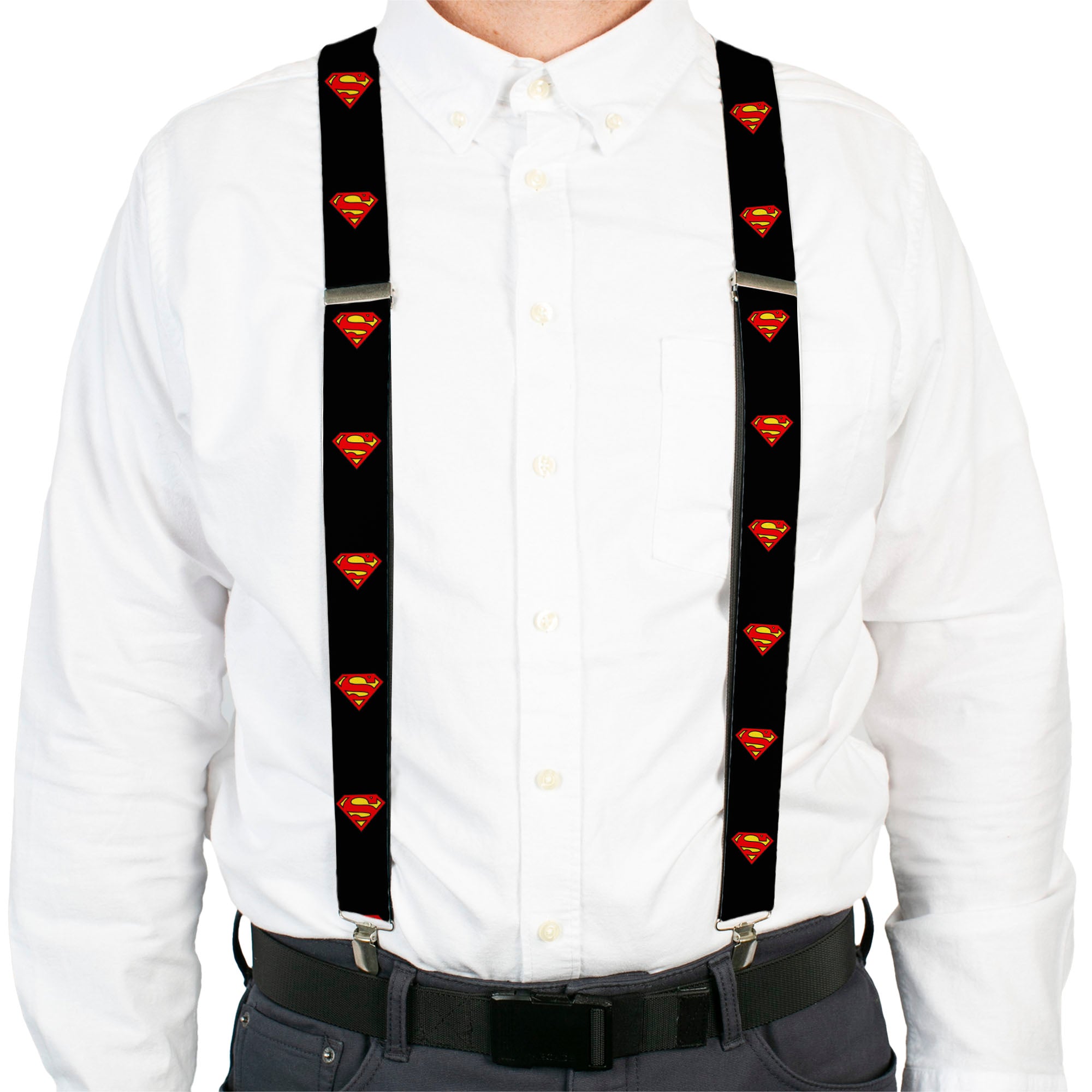 Suspenders - Superman Shield Black