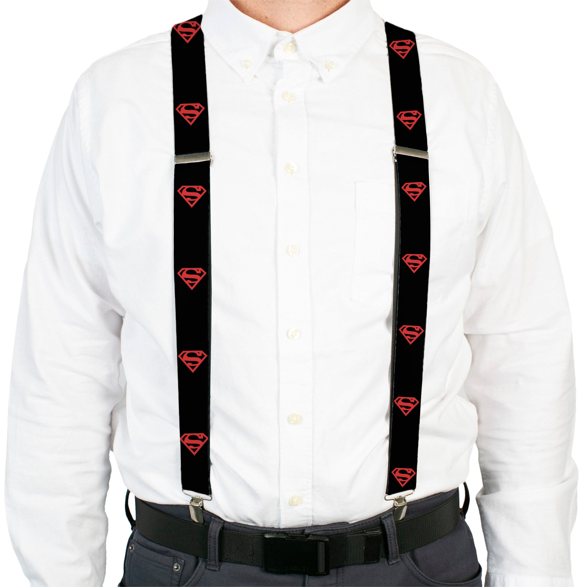Suspenders - Superboy Shield Black/Red Suspenders DC Comics