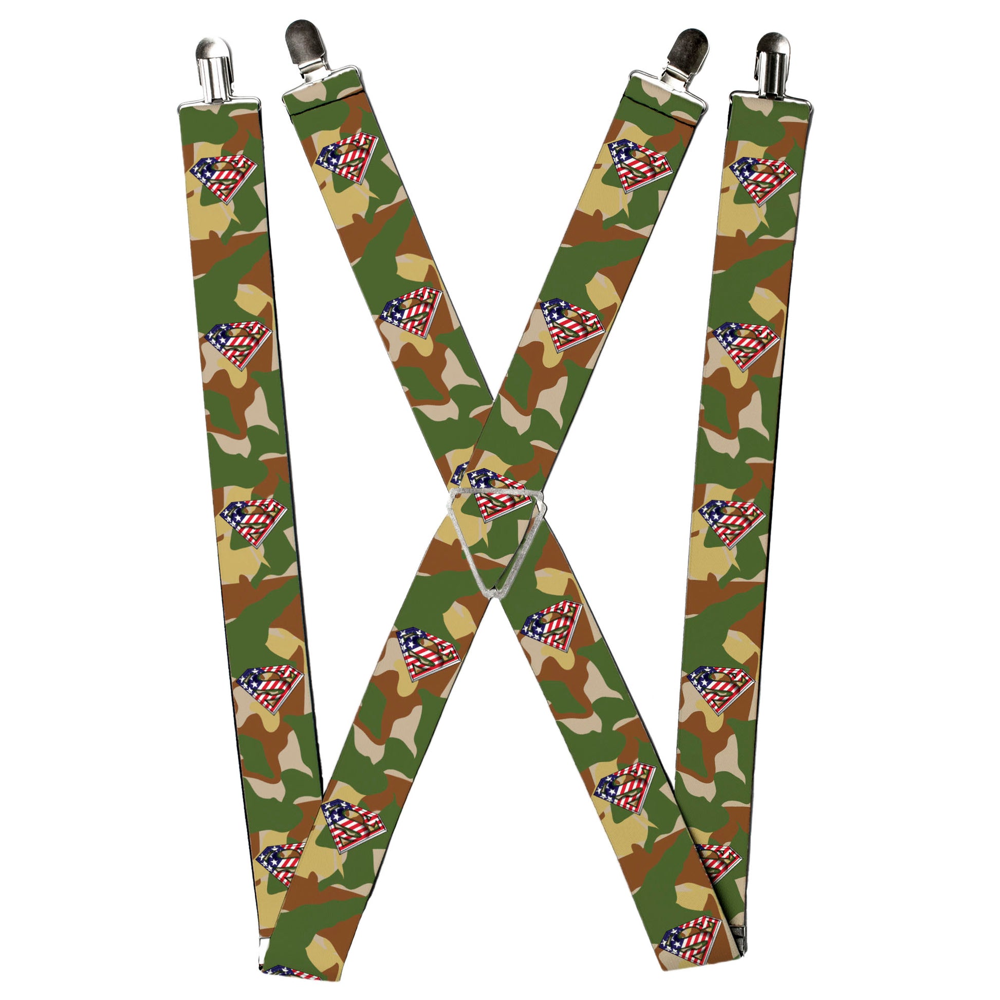 Suspenders - Americana Superman Shield/Camo Olive Suspenders DC Comics